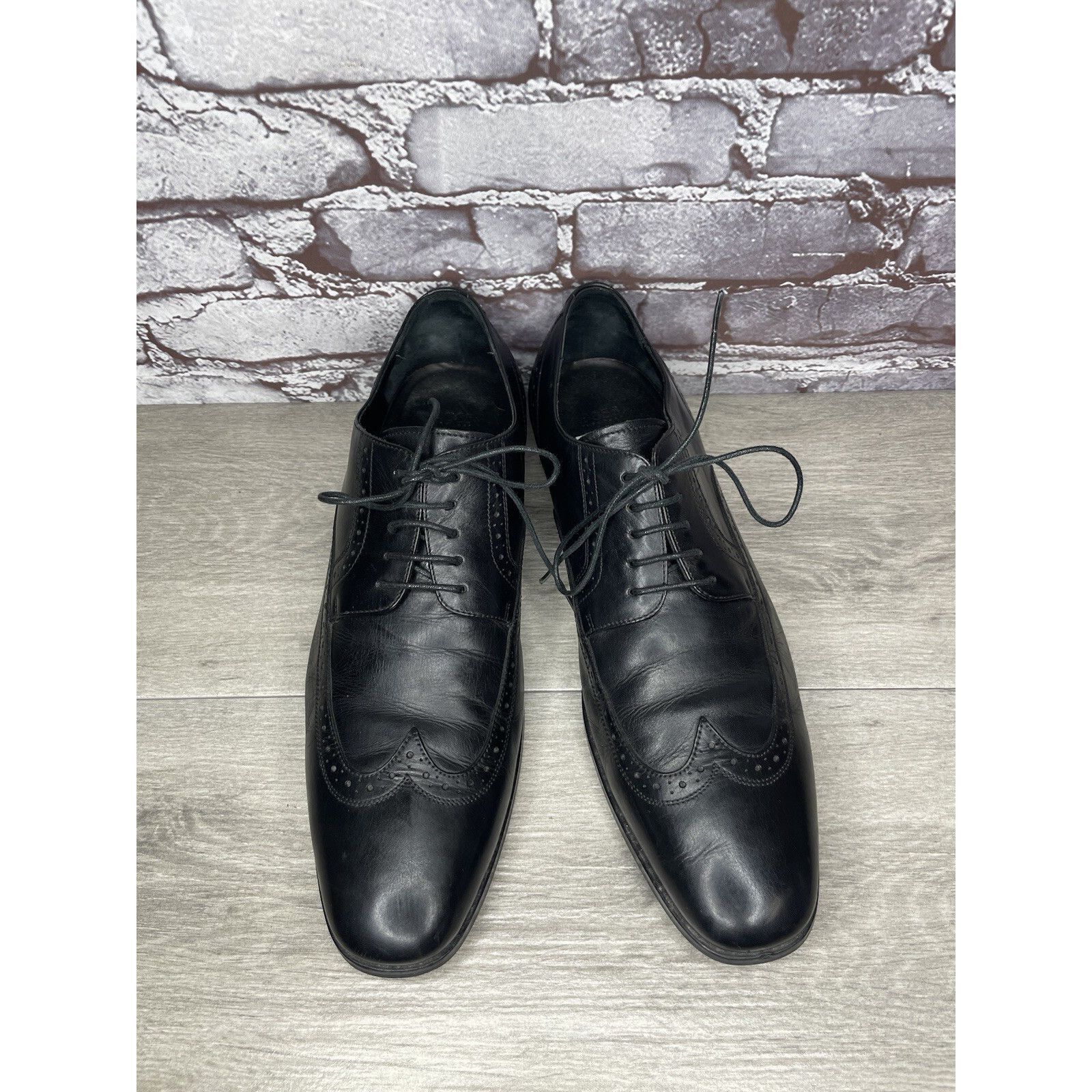 Hugo Boss Boss Hugo Boss Black Leather Wingtip Oxfords Dress Shoes Men Size US 12 / EU 45 - 12 Thumbnail