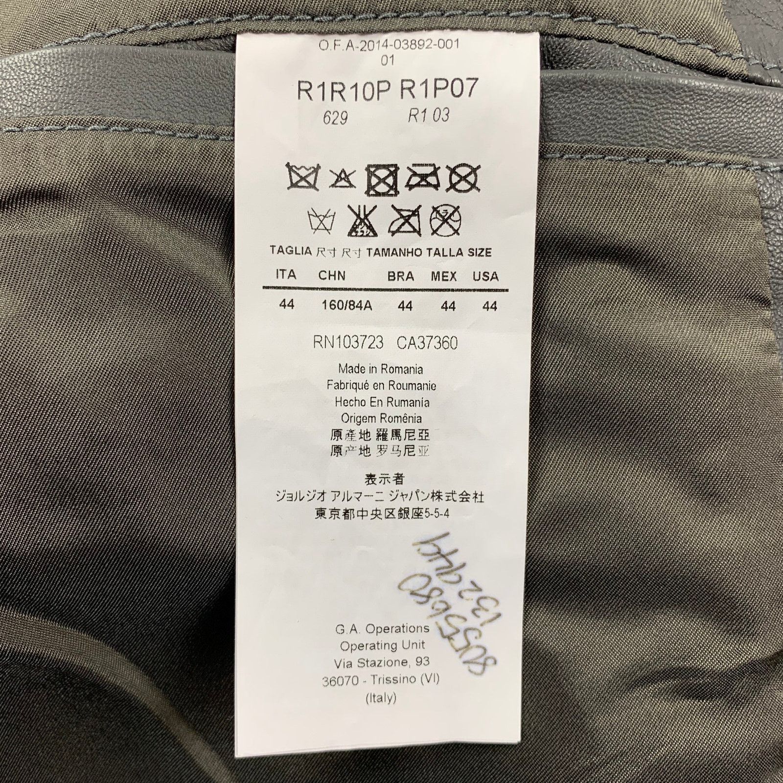Emporio Armani EMPORIO ARMANI Size 34 Grey Leather Biker Jacket Size US S / EU 44-46 / 1 - 4 Thumbnail