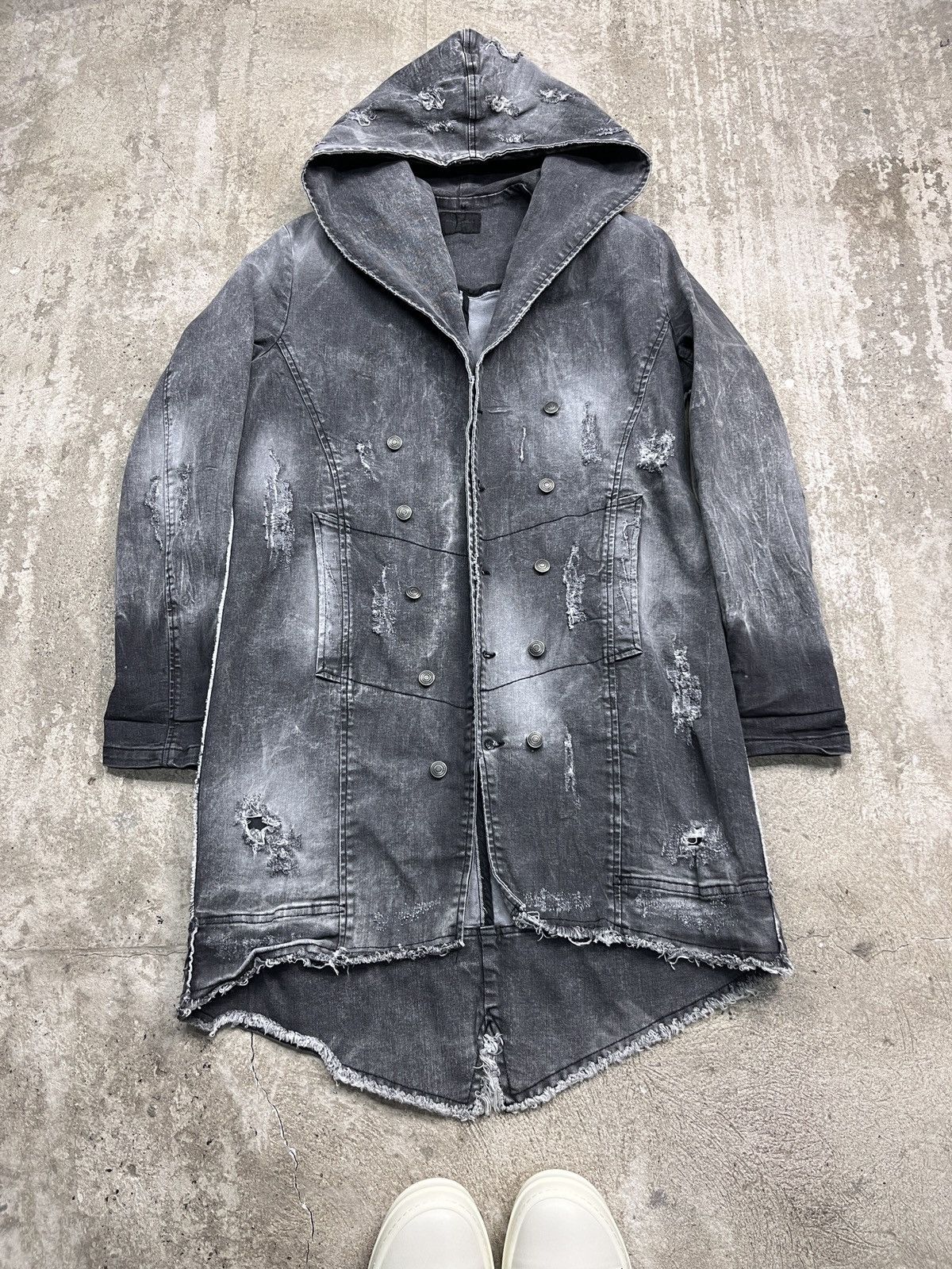 Xagon Man XAGON MAN ARCHIVE DISTRESSED FADED DENIM COAT JACKET - 2276 Size US M / EU 48-50 / 2 - 6 Thumbnail