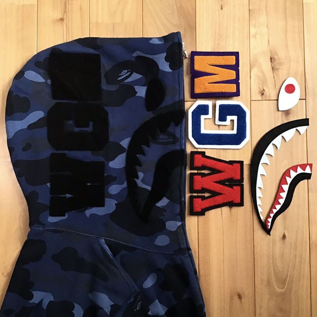 Bape BAPE DETACHABLE Shark Full Zip Hoodie Blue camo Size US M / EU 48-50 / 2 - 6 Thumbnail