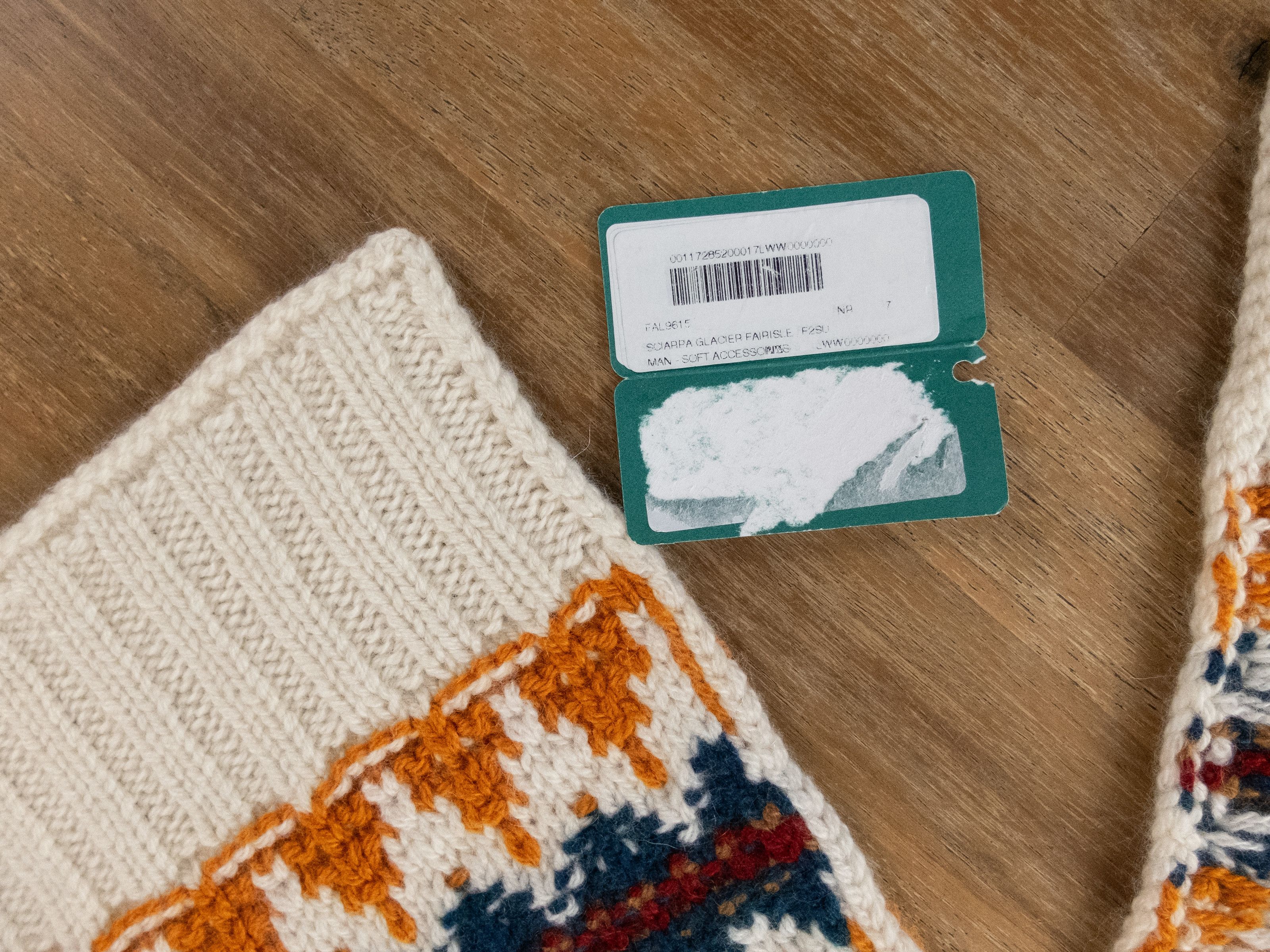 LORO PIANA Glacier Fairisle ecru knit pure cashmere scarf