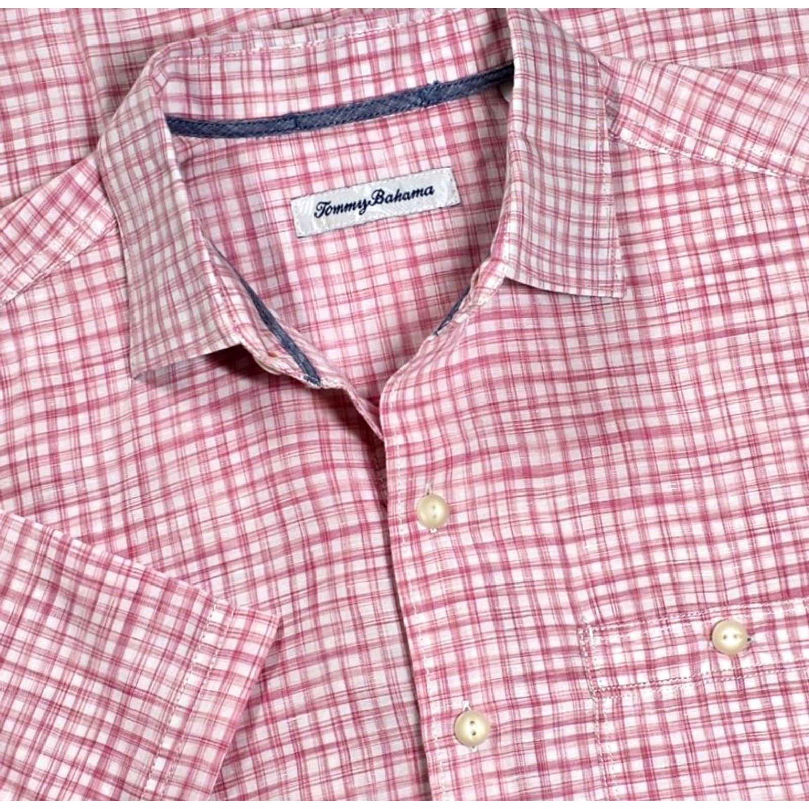 Tommy Bahama Tommy Bahama Paradise Breezer Shirt Pink Plaid Short Sleeve Linen Blend Mens S Size US S / EU 44-46 / 1 - 2 Thumbnail