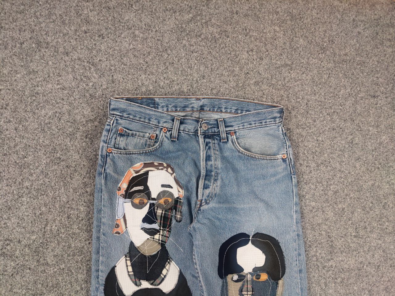 Levi's Vintage 90's Levis 501 Sashiko Patchwork Face Jeans watanabe Size US 33 - 10 Thumbnail