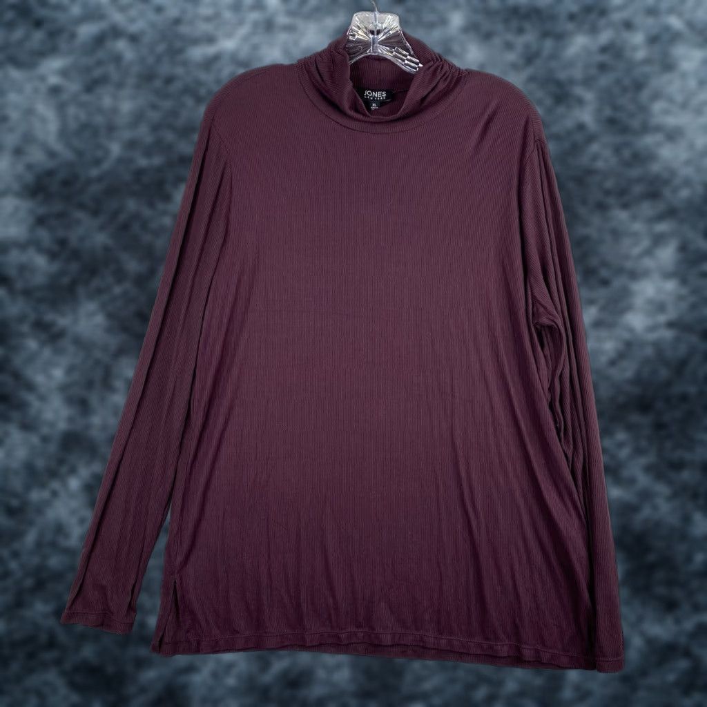 Jones New York VINTAGE Jones New York Womens Top XL Burgundy Ribbed Mock Neck Tunic NWT Size XL / US 12-14 / IT 48-50 - 1 Thumbnail