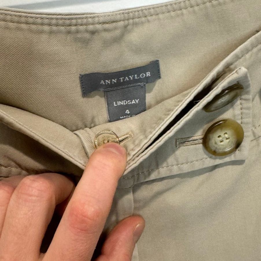 Ann Taylor Y2K Ann Taylor Lindsay Wide Leg Chino Khaki Pants Size 4 Size 27" / US 4 / IT 40 - 3 Thumbnail