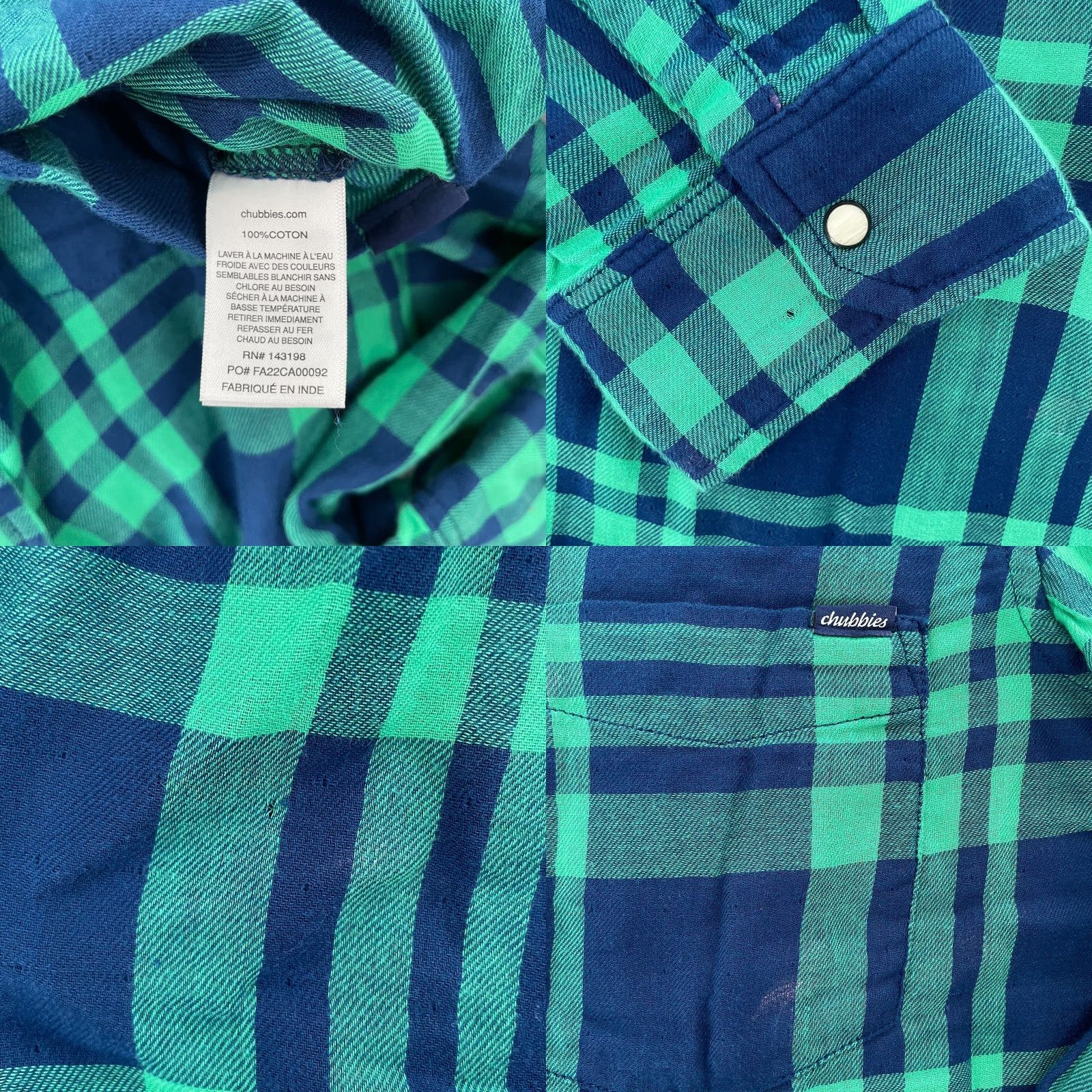 Chubbies Chubbies Shirt Adult Large Green Blue Button Up Reversible Flip It & Reverse It Shirt Mens Plaid Casual Size US L / EU 52-54 / 3 - 8 Thumbnail