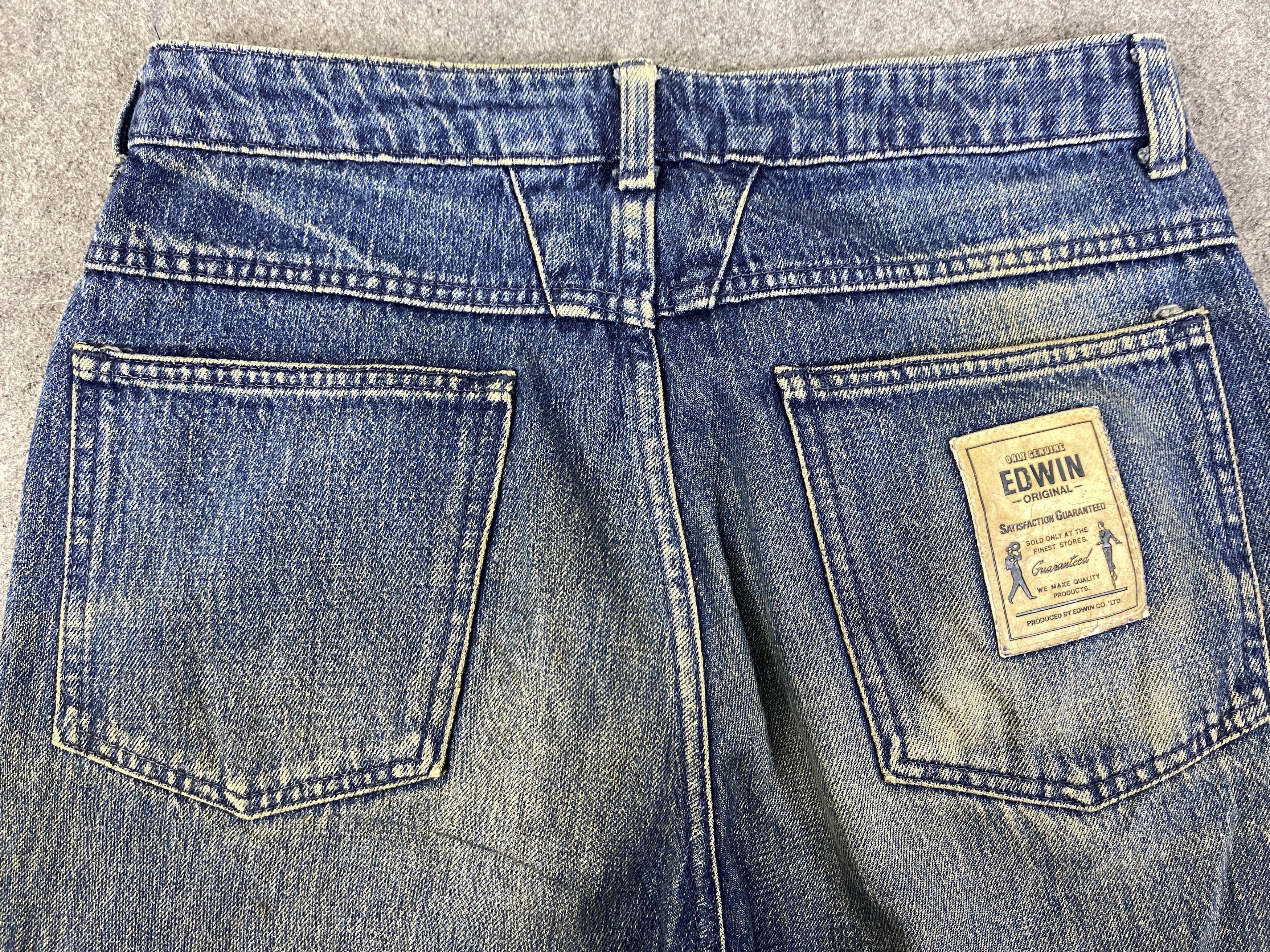 Japanese Brand Dirty Blue Vintage Edwin Jeans 29x27 Denim- JN3317 Size US 29 - 3 Thumbnail