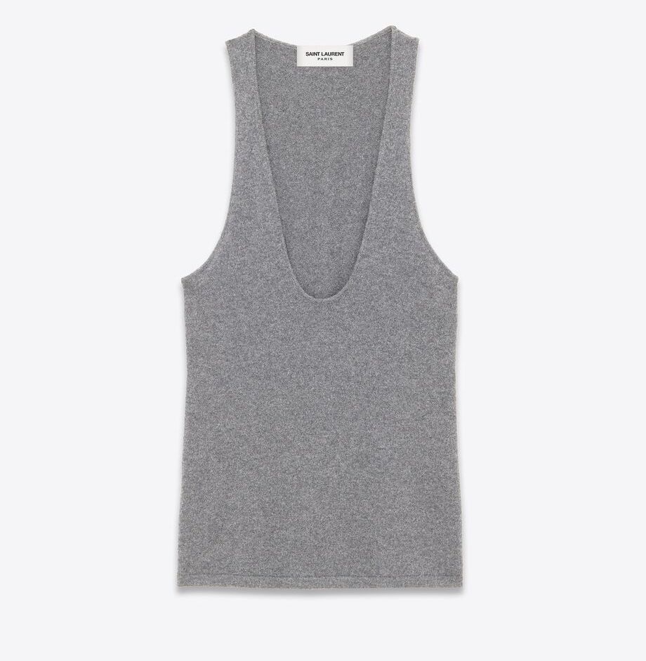 Saint Laurent Paris o1s1wg110825 765445 Tank Top in Cashmere in Grey Size US S / EU 44-46 / 1 - 1 Thumbnail