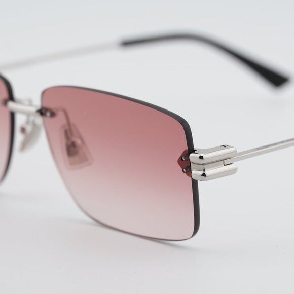 Bottega Veneta Bottega Veneta BV1126S 007 Sunglasses Silver Rectangle Frame Size ONE SIZE - 2 Thumbnail