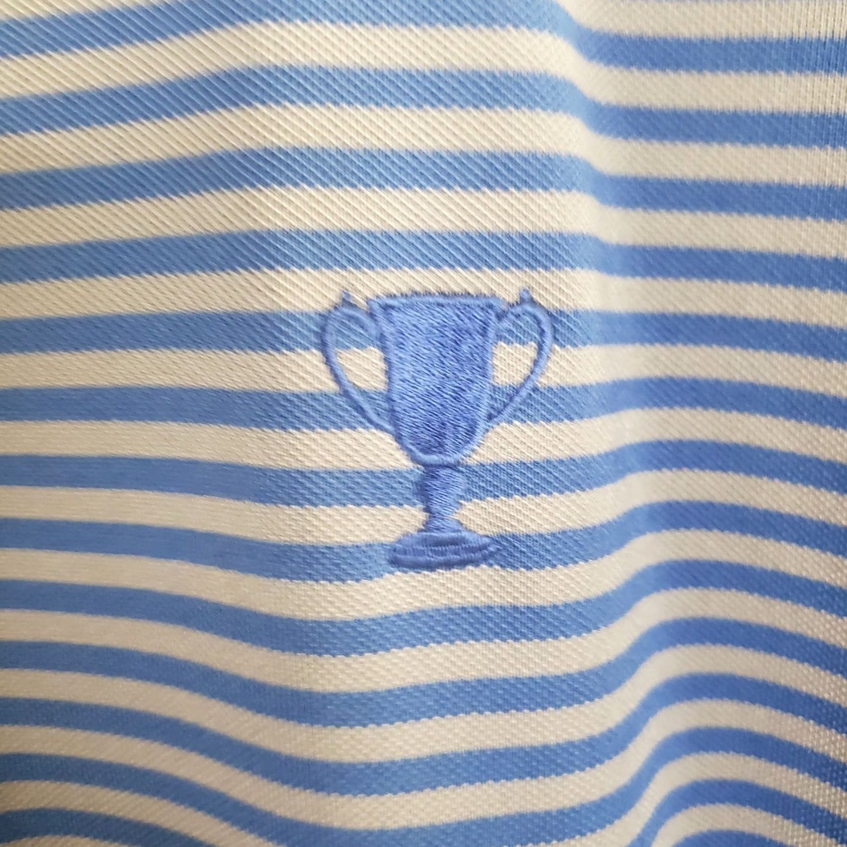 Vintage Turtleson Golf Polo Men’s L Blue Gray Striped Short Sleeve Stretch Pique Fabric Polo Shirt Size US L / EU 52-54 / 3 - 6 Thumbnail