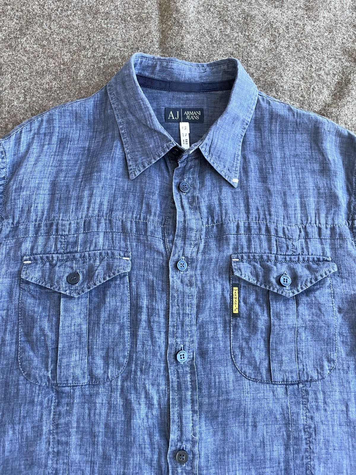 Armani Armani Jeans Linen Shirt Size US XL / EU 56 / 4 - 3 Thumbnail