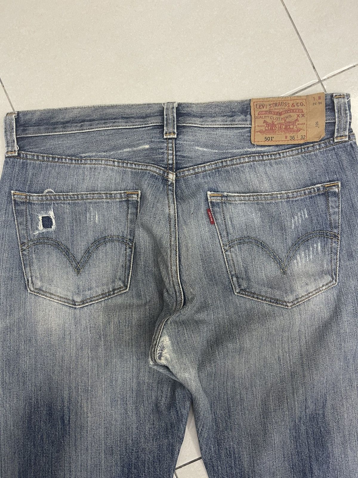 Levi's Levi's 501 Custom Distressed Patched Denim Jeans - W36 L32 Size US 36 / EU 52 - 9 Thumbnail