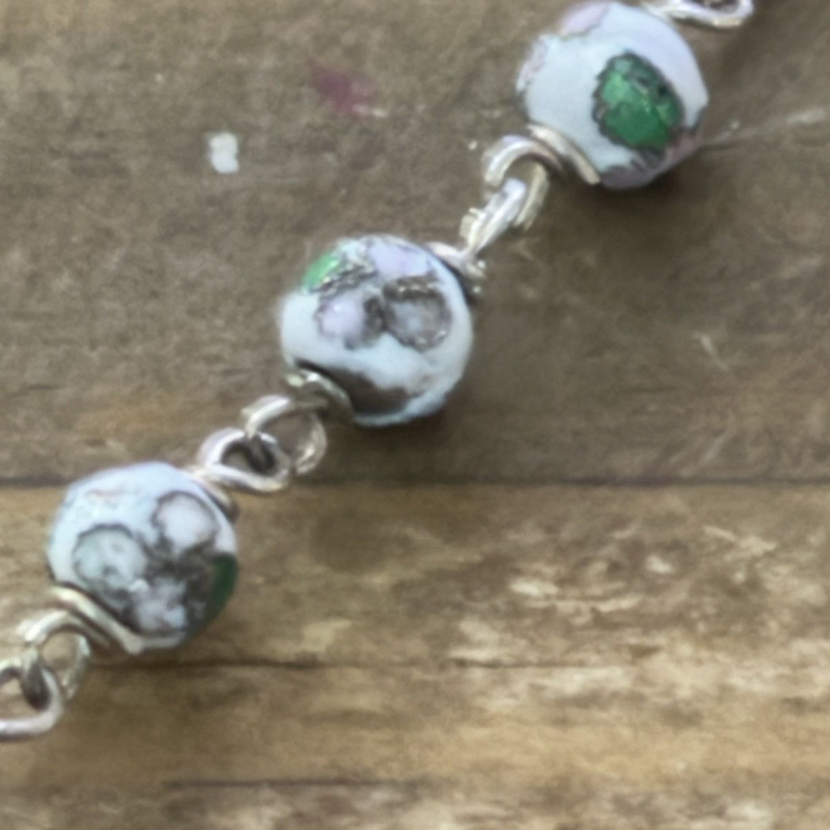 Other Silver tone white cloisonné bead bracelet Size ONE SIZE - 4 Thumbnail