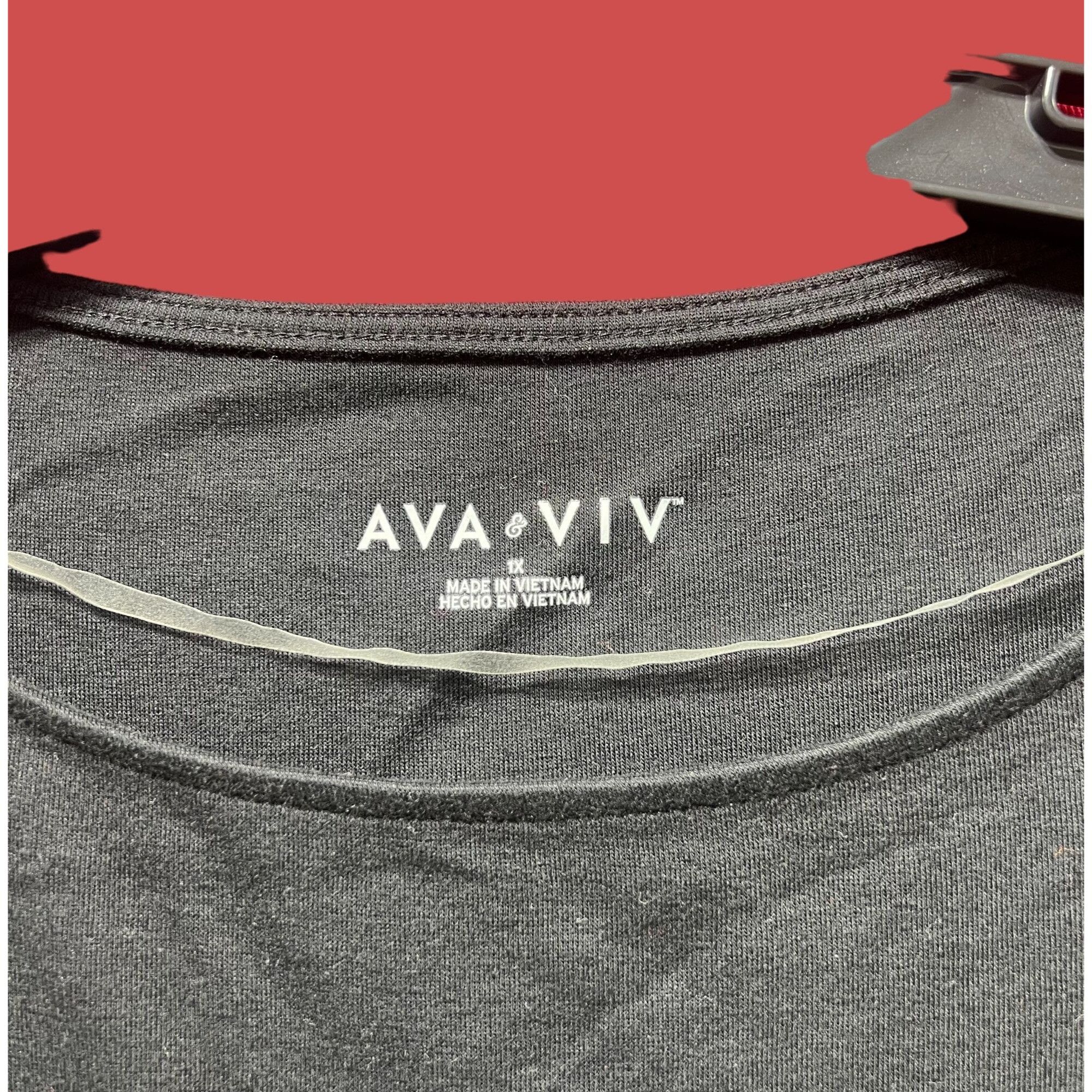 Other Ava & Viv - Women's 3/4 Sleeve Tunic T-Shirt - Black - 1X Size XL / US 12-14 / IT 48-50 - 13 Thumbnail