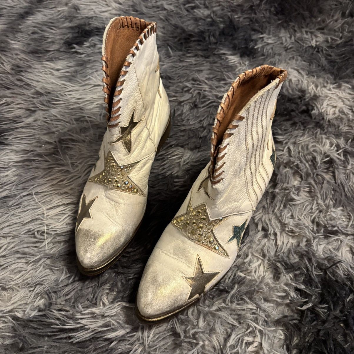 Other × Vintage Italian Vero Cuoio Stars Cowboy Boots amazing beautiful Size US 8 / IT 38 - 2 Thumbnail