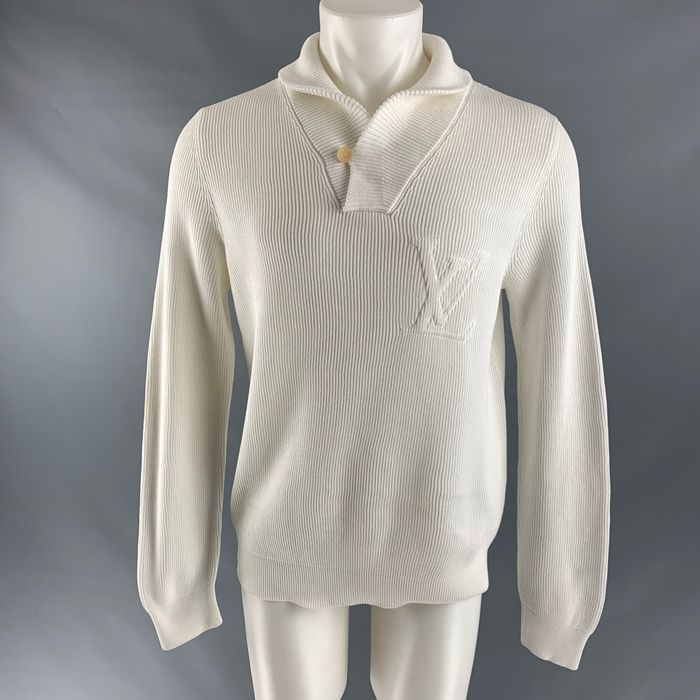 Louis Vuitton Uniformes White Pattern Viscose Long Sleeve Sweater