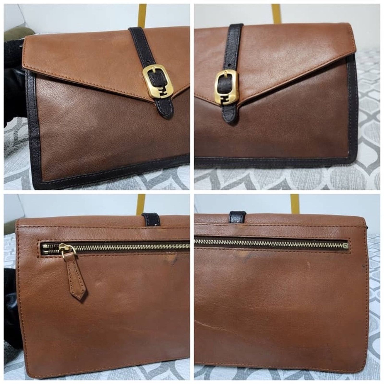 Fendi Fendi Leather Patent Leather Trim Fendista Envelope Clutch Size ONE SIZE - 7 Thumbnail