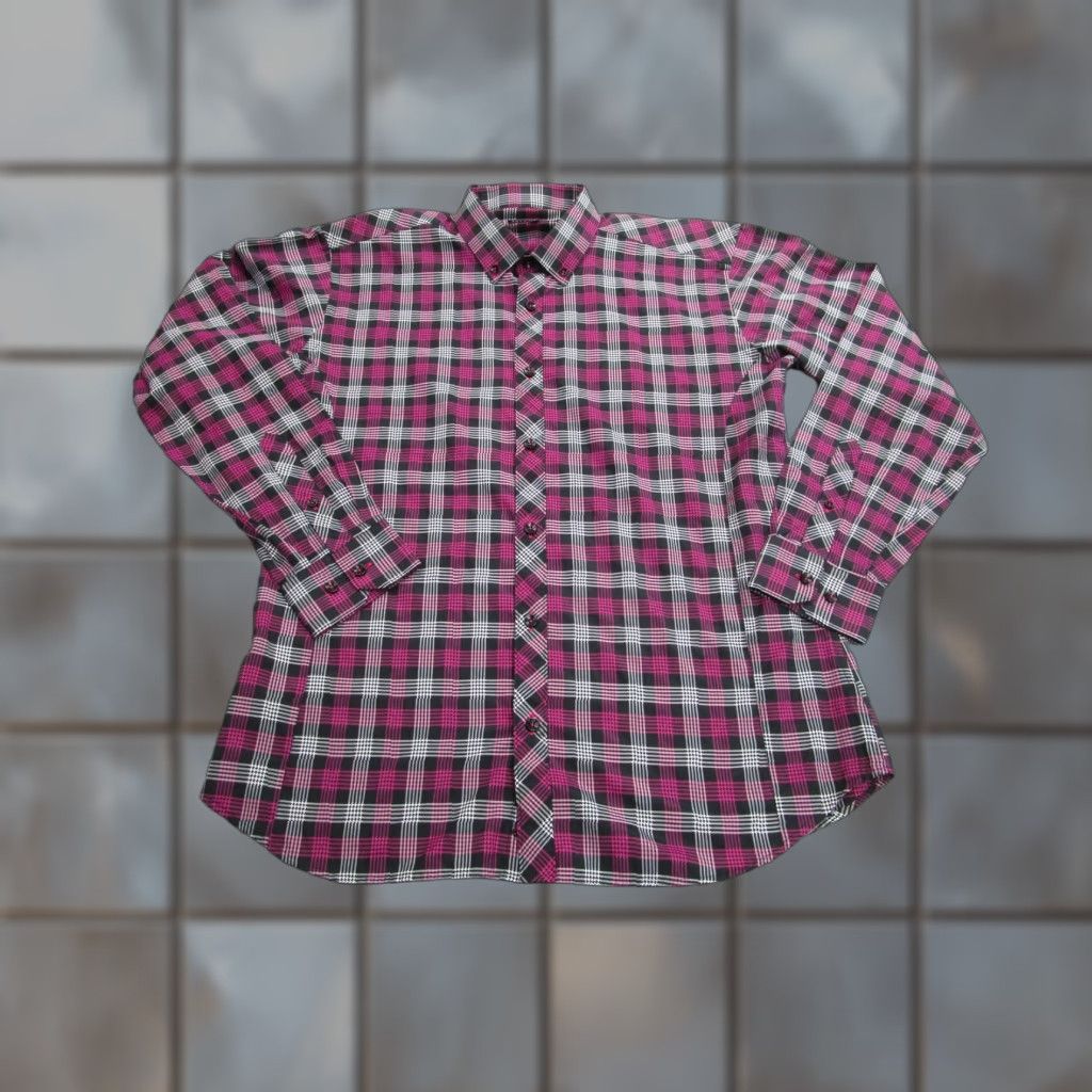 Jared Lang Jared Lang Shirt Mens Large Black Pink Plaid Long Sleeve Button Front Cotton Size US L / EU 52-54 / 3 - 1 Thumbnail