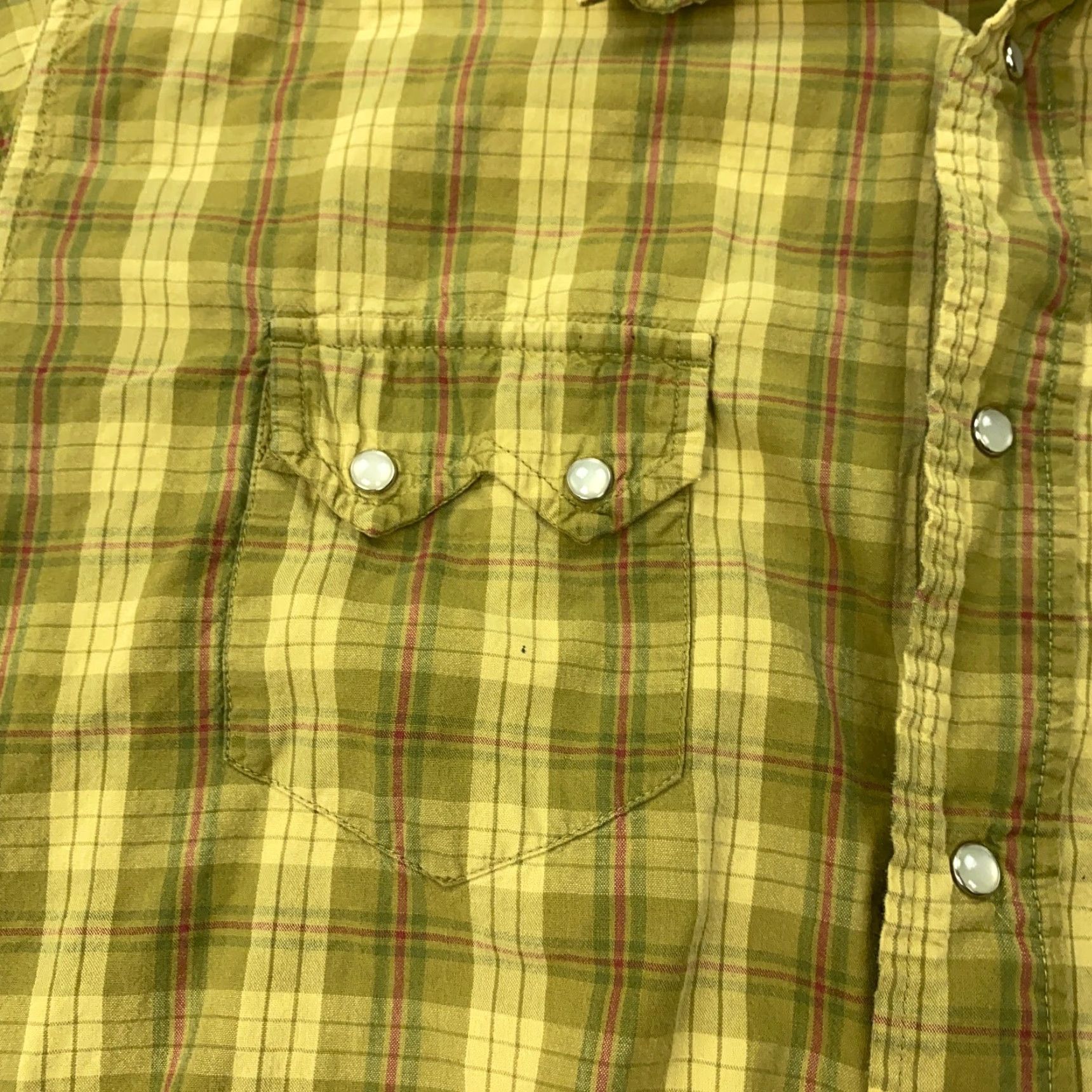 Gap VINTAGE Gap Men’s Short Sleeve Shirt Large Yellow Plaid Western Cowboy Cotton 90s Size US L / EU 52-54 / 3 - 3 Thumbnail