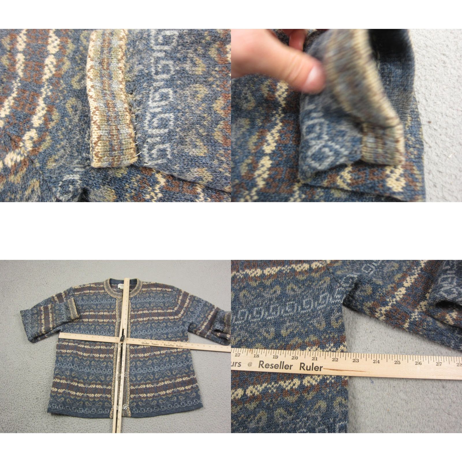 Vintage VINTAGE Cambridge Cardigan Womens XL Blue Wool Knit Cardigan Crew Neck Long Sleeve Size XL / US 12-14 / IT 48-50 - 8 Thumbnail