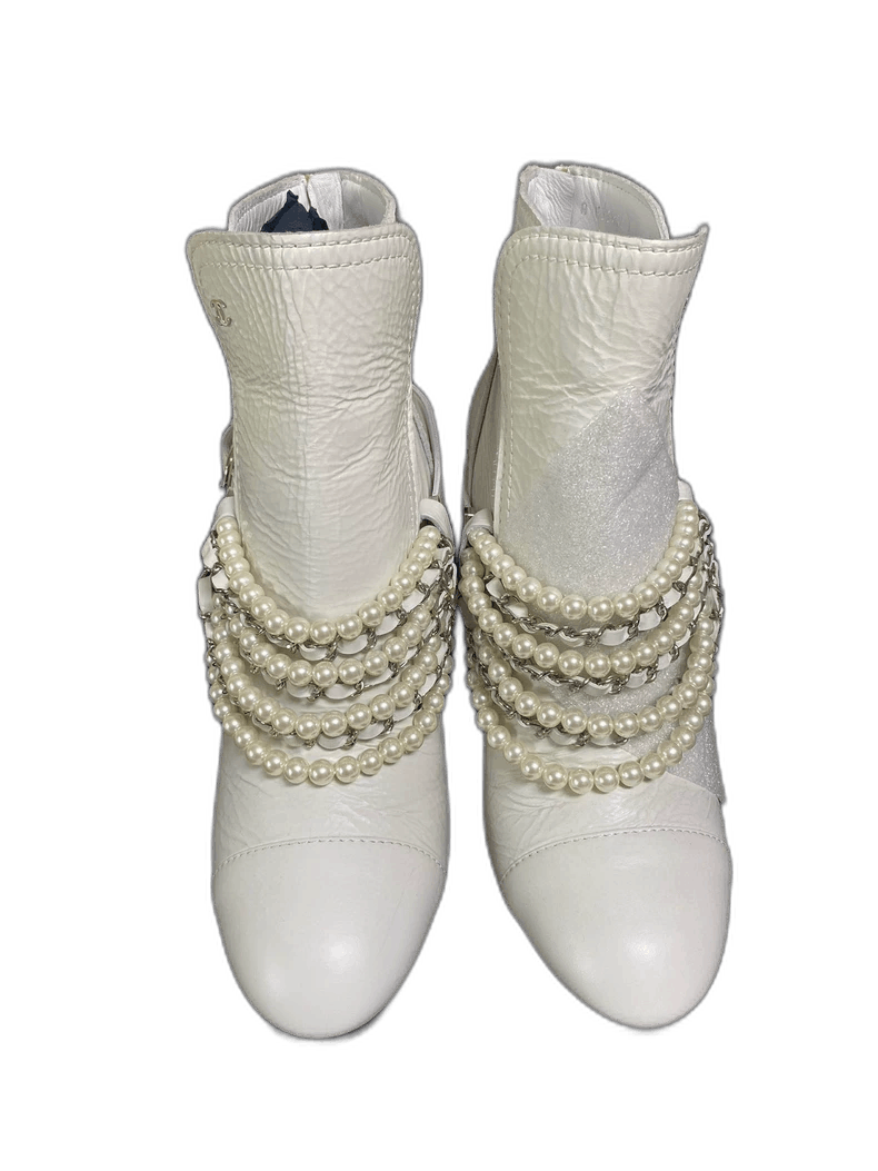 Chanel Chanel Pearl Chain High Heel Booties -2505 Size US 9.5 / EU 42-43 - 1 Thumbnail