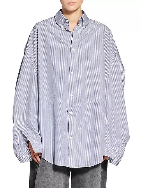 Balenciaga o1bcso1str1124 Twisted Sleeve Shirt in Blue/White Size XS / US 0-2 / IT 36-38 - 5 Thumbnail