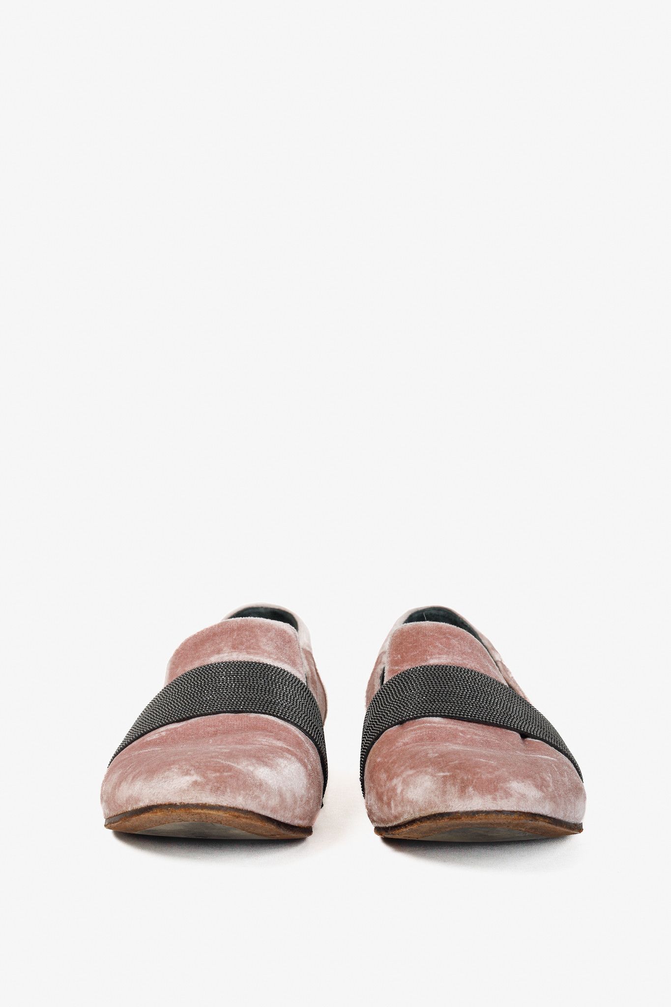 Brunello Cucinelli Brunello Cucinelli Monili Mauve Velvet Flat Slipper Loafers Size US 6 / IT 36 - 2 Thumbnail