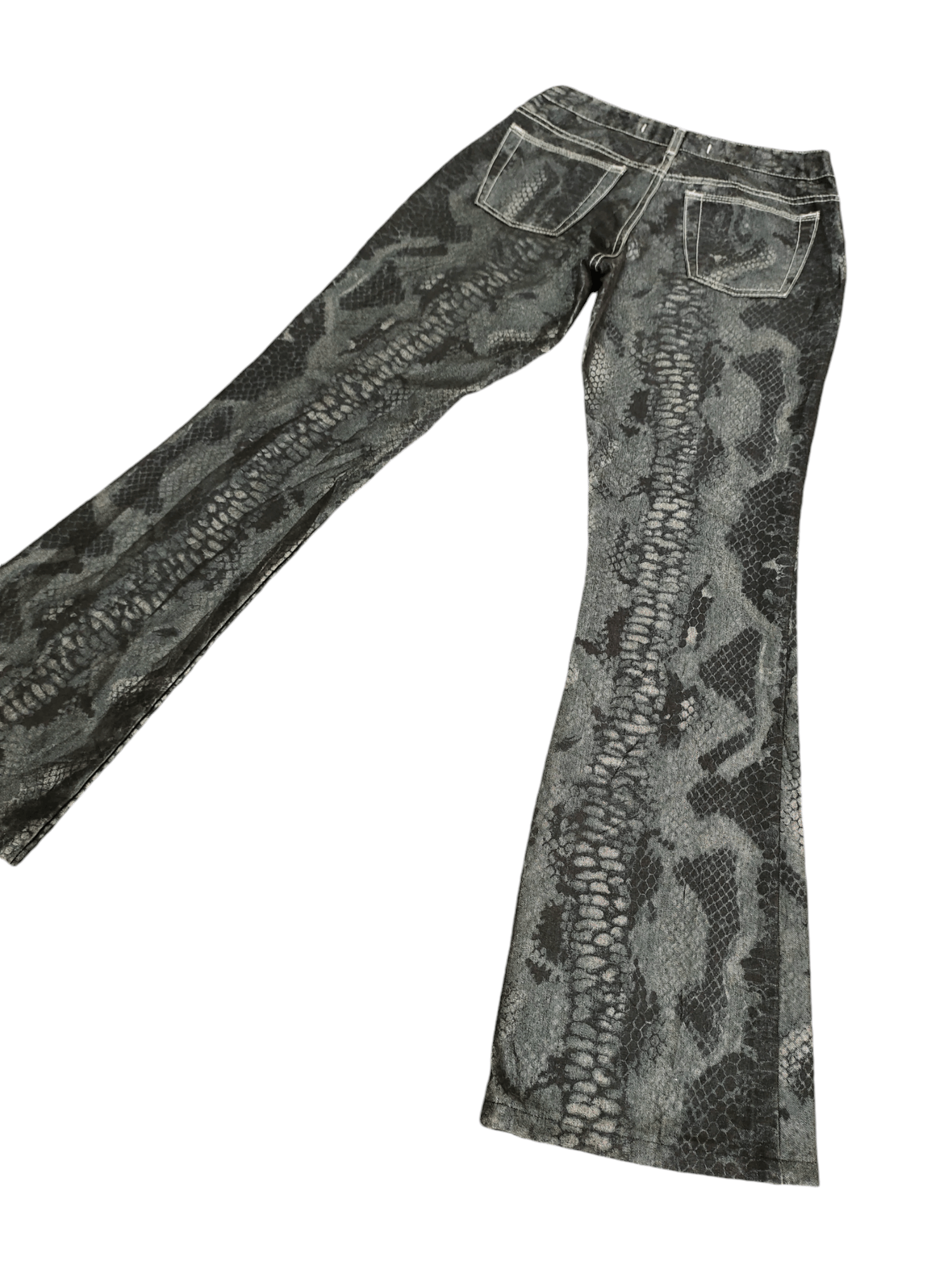 If Six Was Nine Flare Jeans Mavi Python Printed Denim Bootcut Y2k Size US 27 - 12 Thumbnail