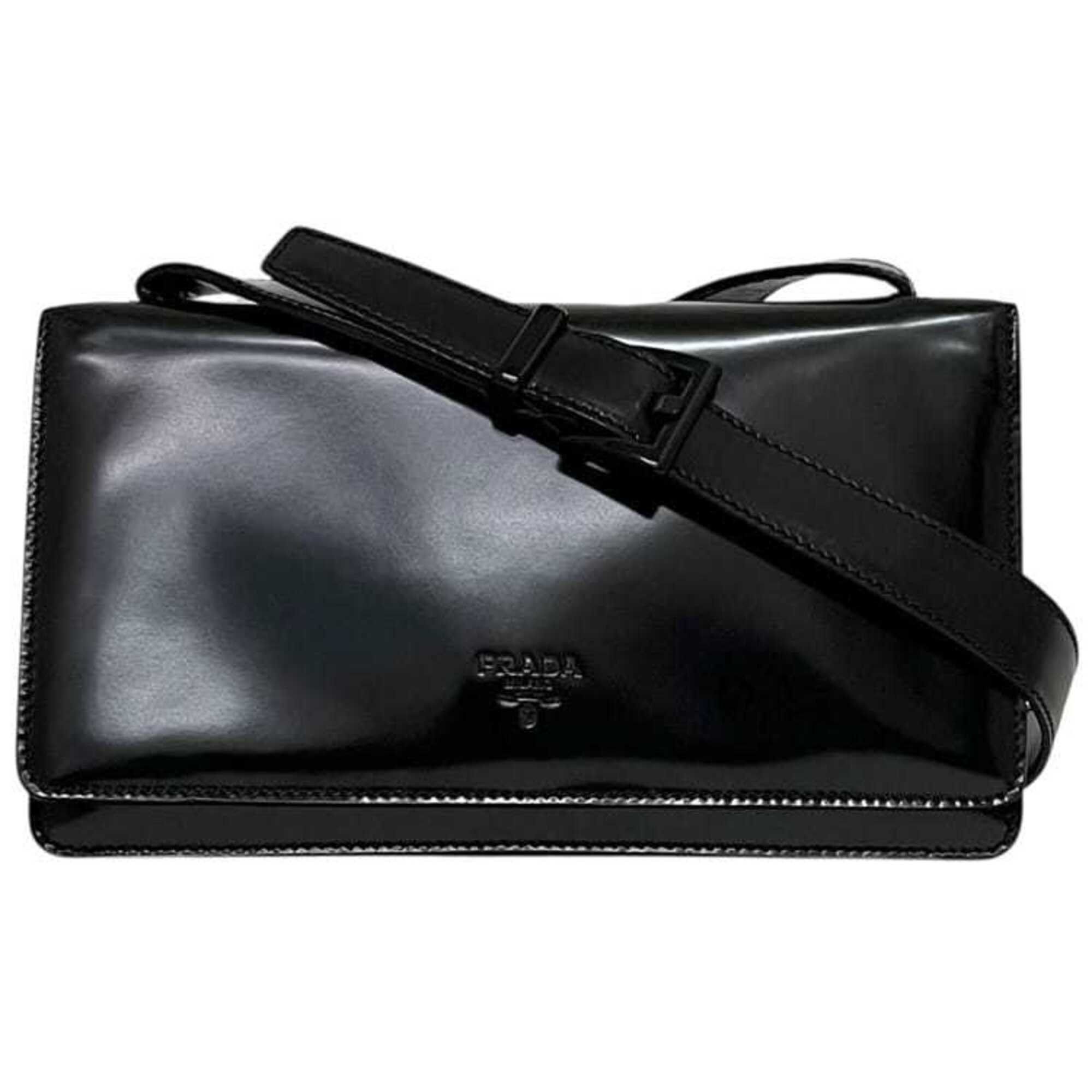 Prada Prada Shoulder Bag B6798 112 PRADA Leather SPAZZOLATO NERO Black Women's Size ONE SIZE - 1 Thumbnail