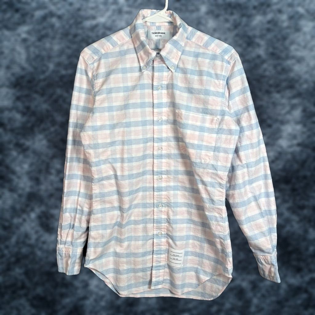 Thom Browne Thom Browne New York Mens Size 1 Plaid Button-Down Shirt Blue Pink Multicolor Button-Up Casual Cotton Long Sleeve Collection Shirt Mens Size US XS / EU 42 / 0 - 1 Thumbnail