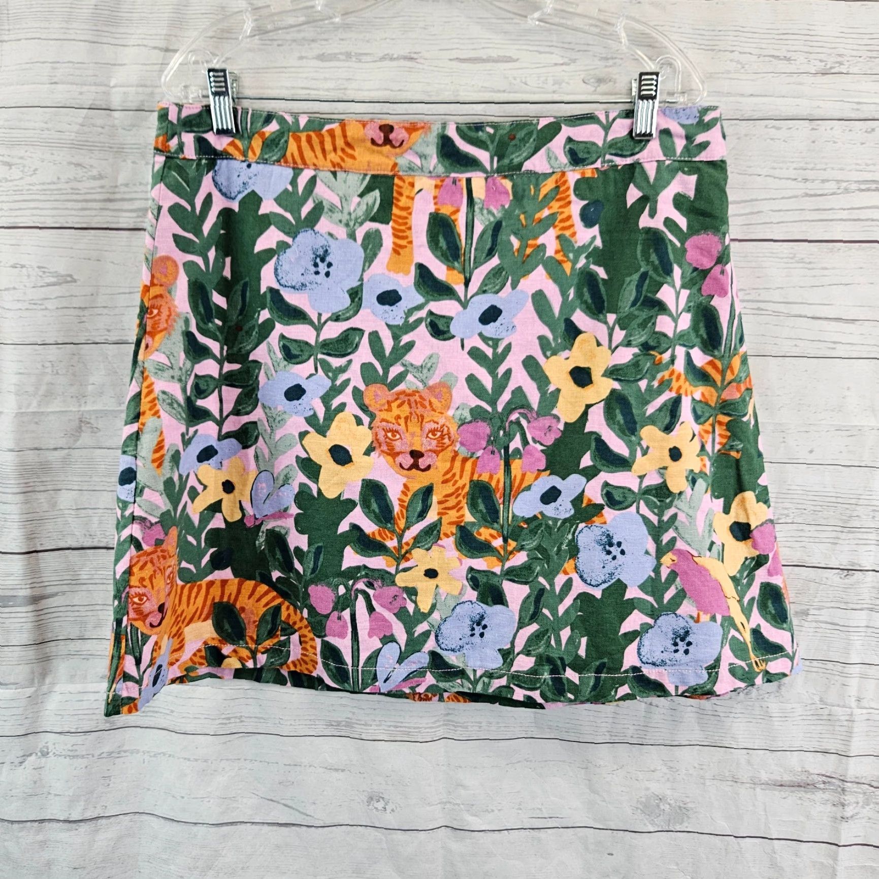 Vintage Princess Highway Skirt Womens Mini 16 Pink Linen Blend Terrain of Tigers Short Modern GC Size 38" / US 16 / IT 52 - 2 Thumbnail