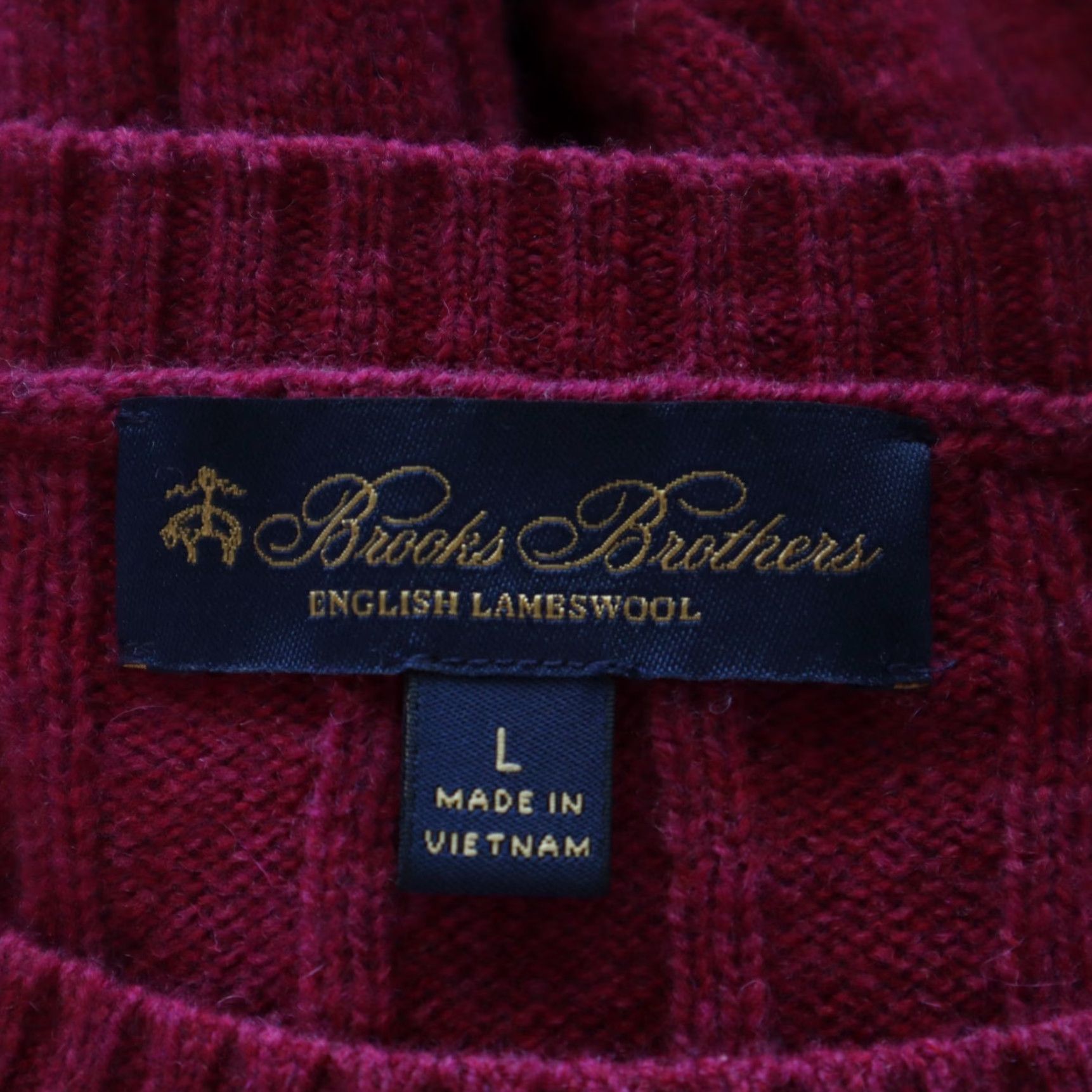 VINTAGE Brooks Brothers Sweater Mens Large Wool Cable Knit Crew