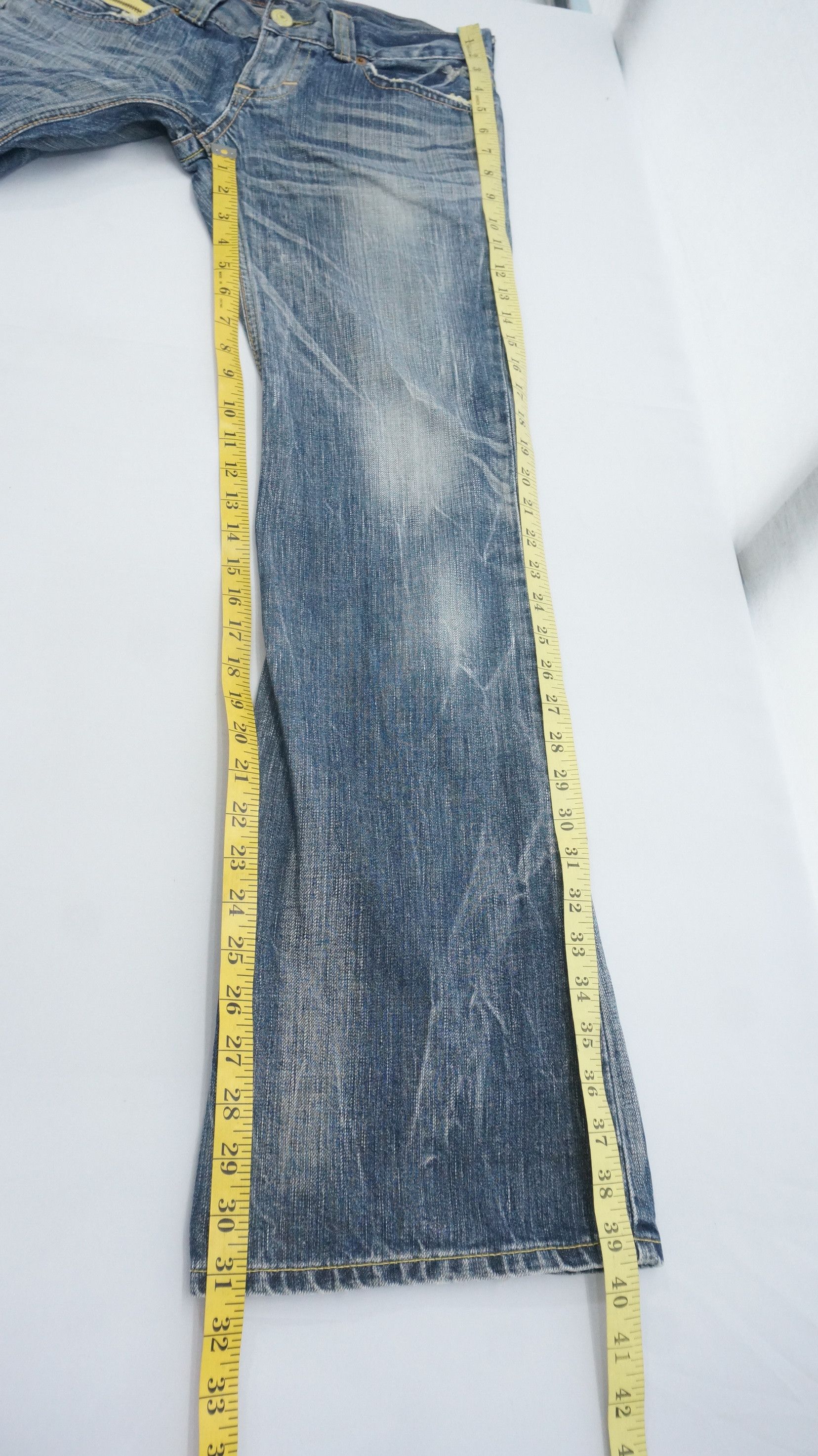 Japanese Brand 🔥 Flared EDWIN Bluetrip Yellow Stitch Ladies Rare Size 29" - 13 Thumbnail