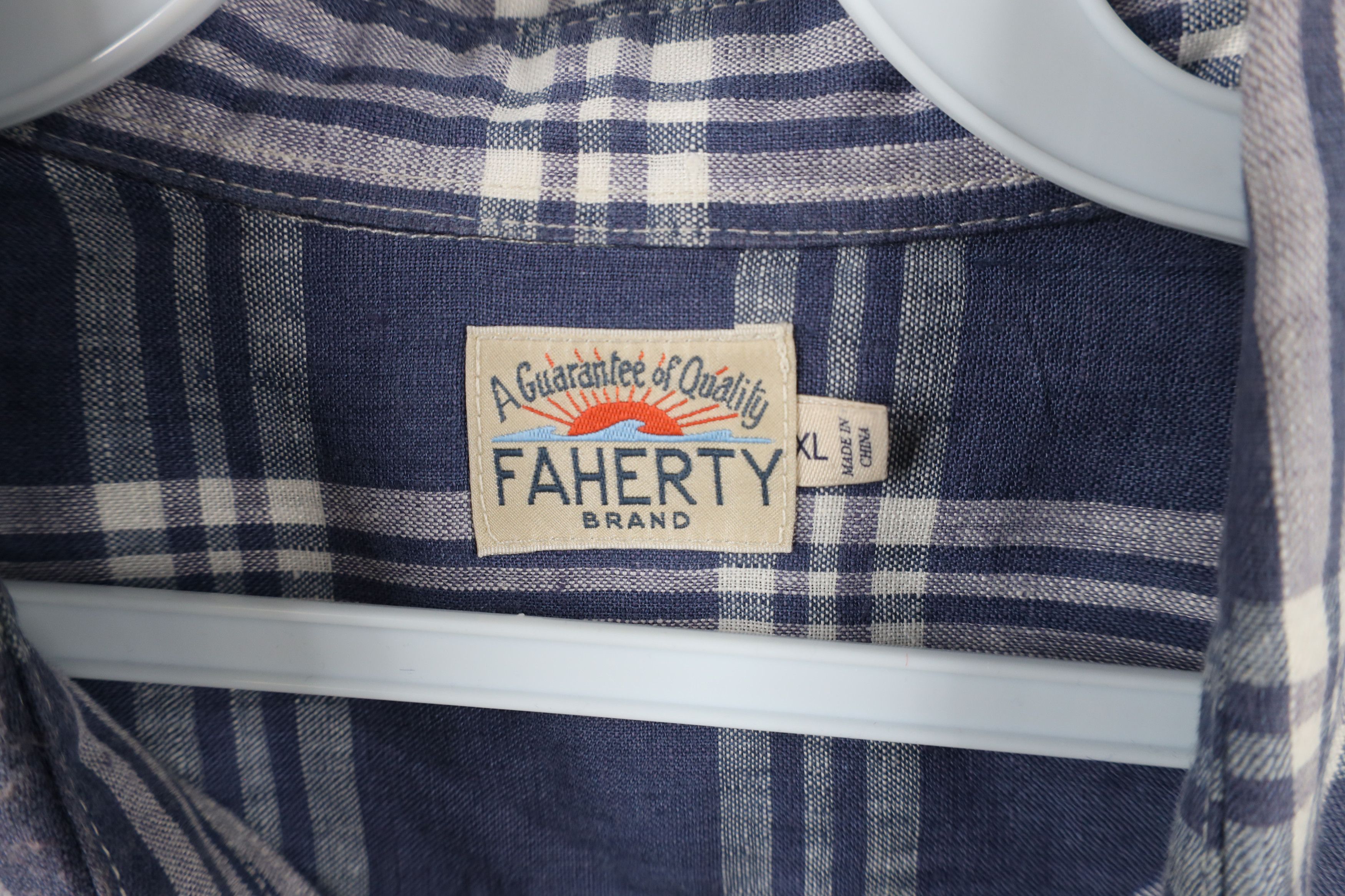 Vintage Faherty Brand Linen Short Sleeve Collared Button Shirt Plaid Size US XL / EU 56 / 4 - 6 Thumbnail