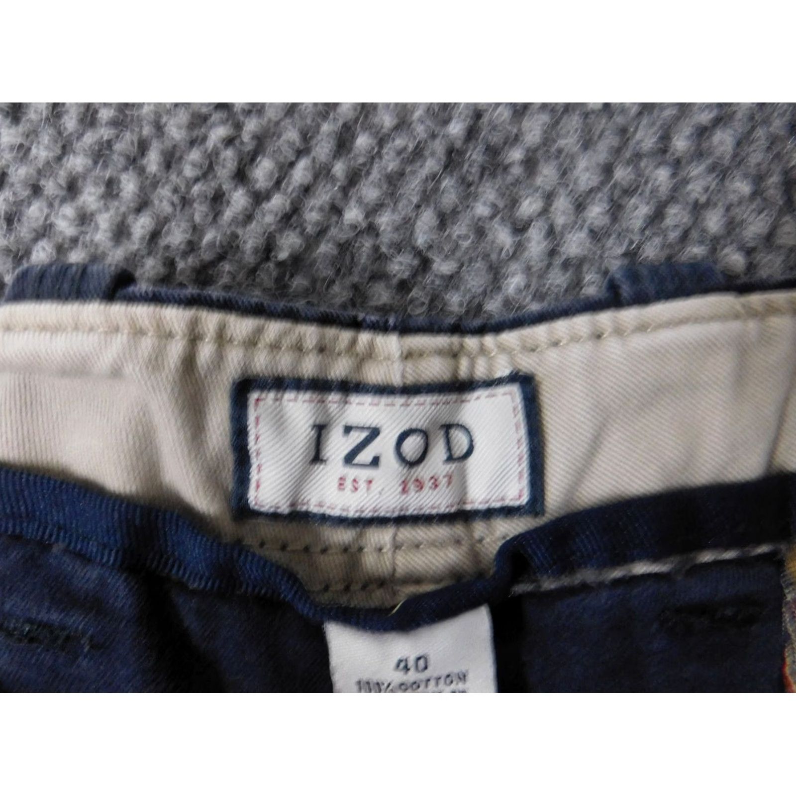 Izod IZOD Mens Cargo Shorts 40 Blue Flat Front Zip Cargo Casual Cotton KnIT Logo Breathable Regular Men’s 40 Size US 40 / EU 56 - 5 Thumbnail