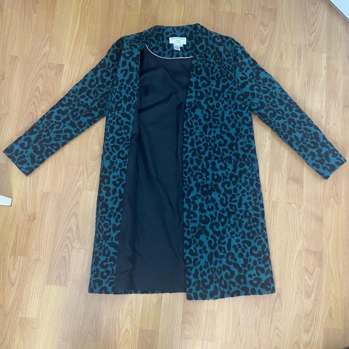 Vintage Helene Berman London Teal Leopard Print Coat Women’s Medium Size M / US 6-8 / IT 42-44 - 3 Thumbnail