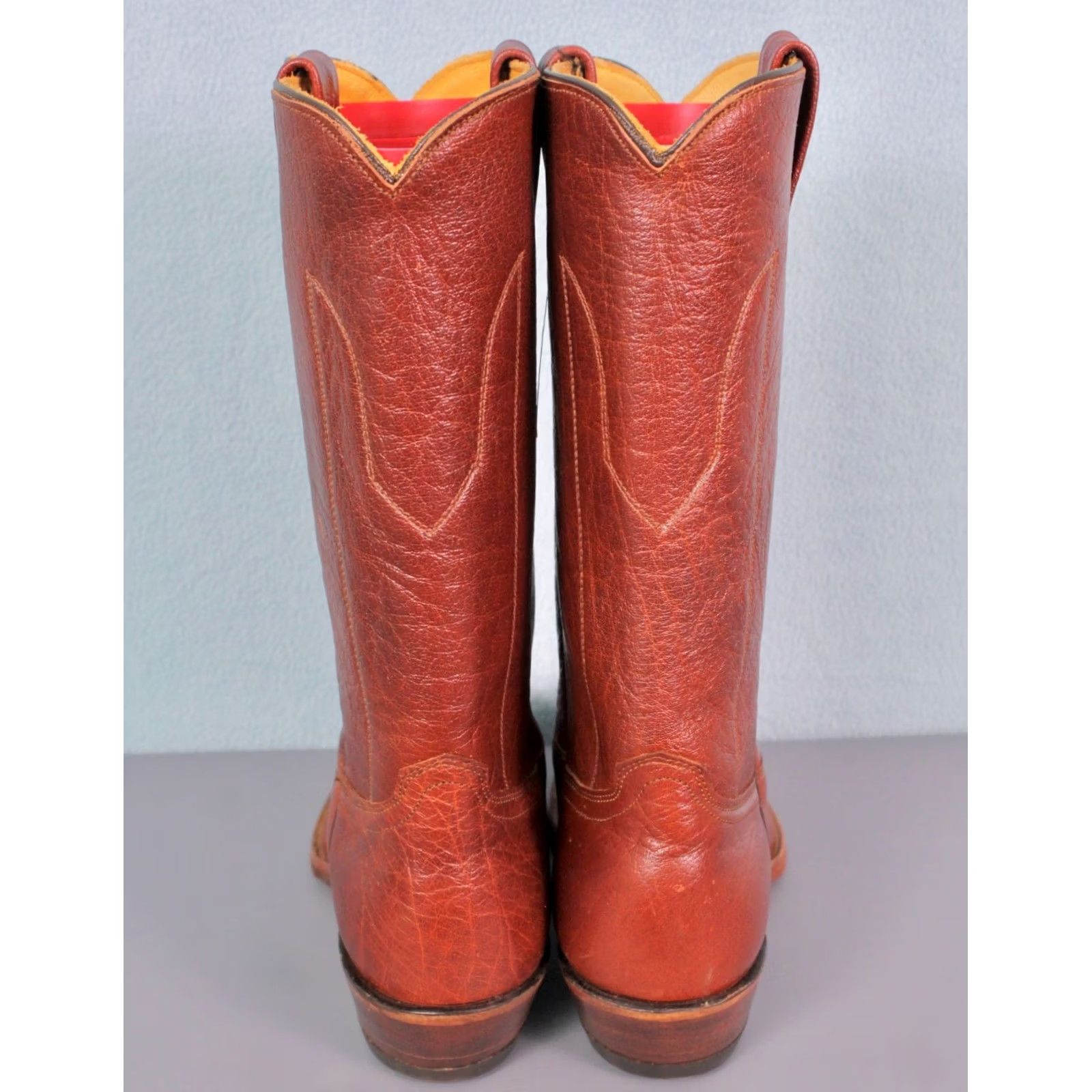 Vintage Texas Boots Men’s 70s VTG NOS Leather Pegged Reddish Brown 9 D Cowboy Boots Size US 9 / EU 42 - 4 Thumbnail