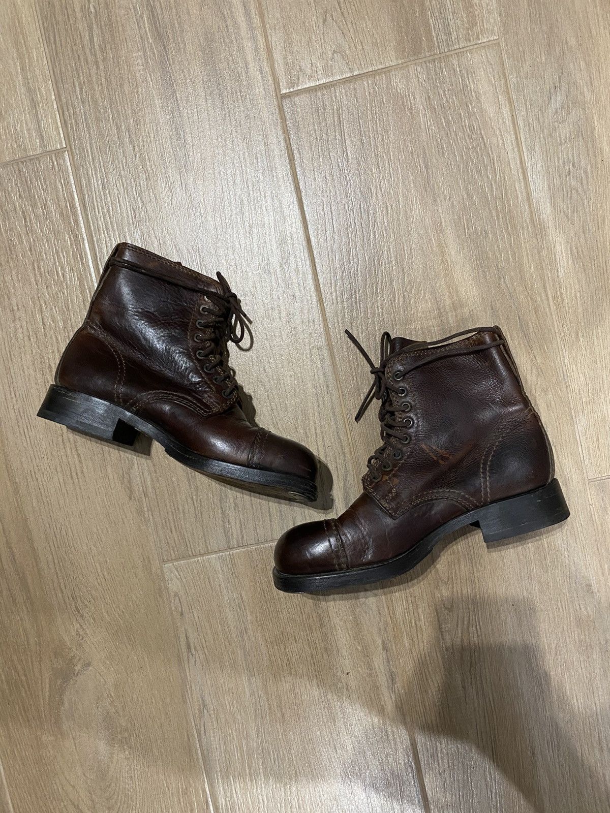 Dolce & Gabbana Dolce & Gabbana Main Line Brown Leather Army Combat Boots Size US 8 / EU 41 - 6 Thumbnail