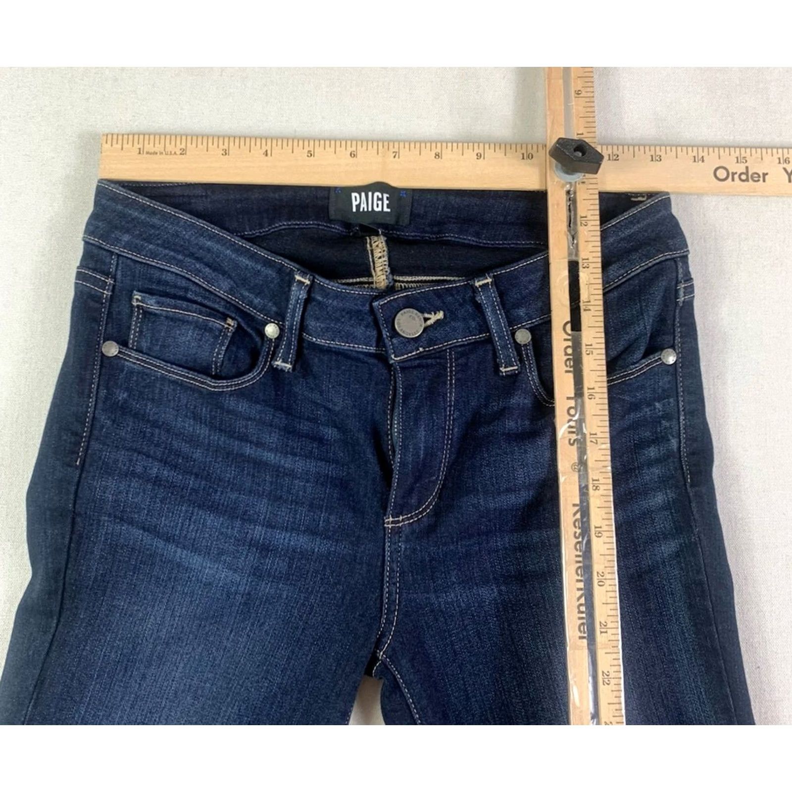 Paige PAIGE Skyline Straight Jeans Womens 27 Blue Dark Wash Stretch Denim (fits 28x29) Size 27" / US 4 / IT 40 - 6 Thumbnail