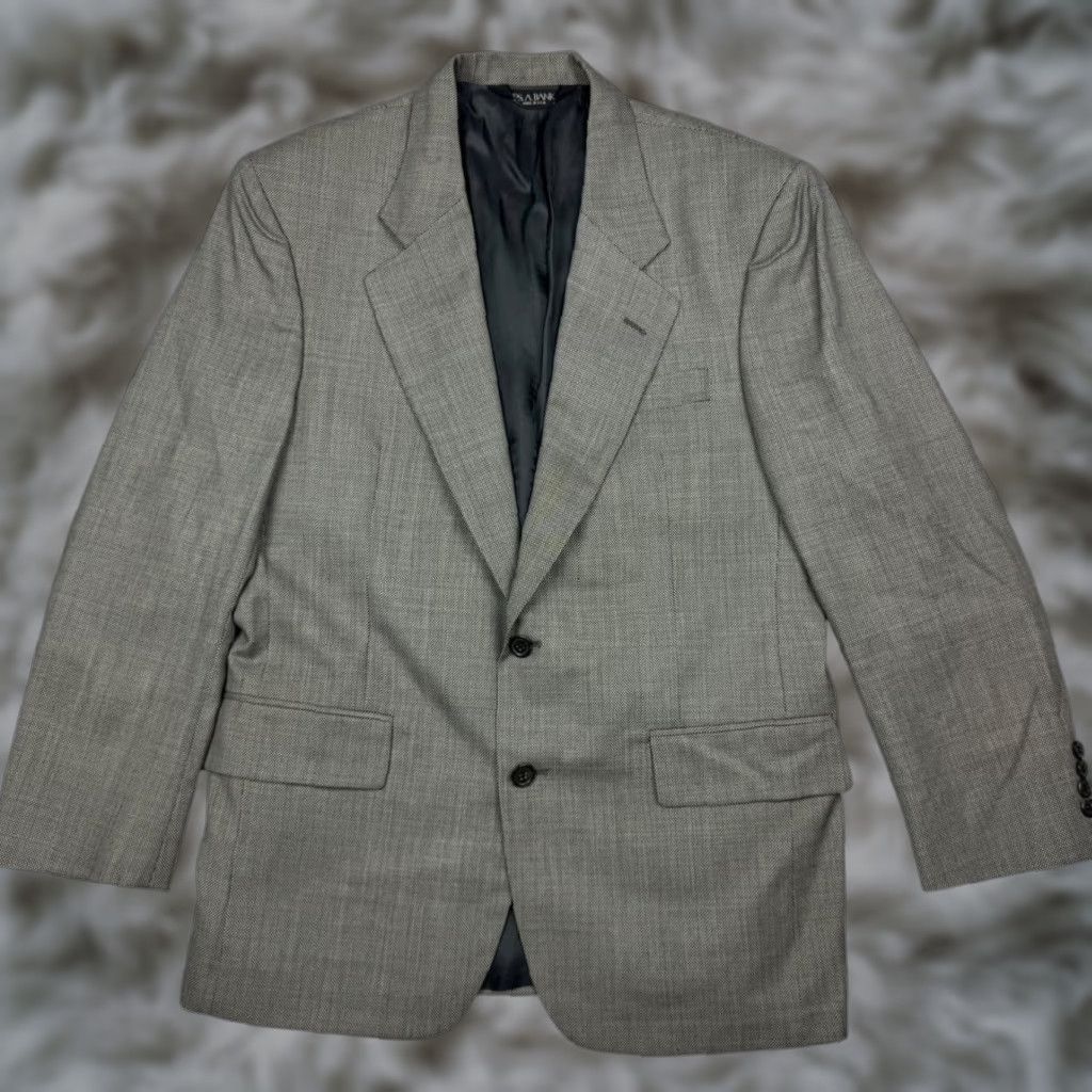 Jos. A. Bank VINTAGE Jos. A Bank Men's Blazer 2-Button Wool Gray Herringbone 40S Notch Lapel Mens Size 40R - 1 Thumbnail