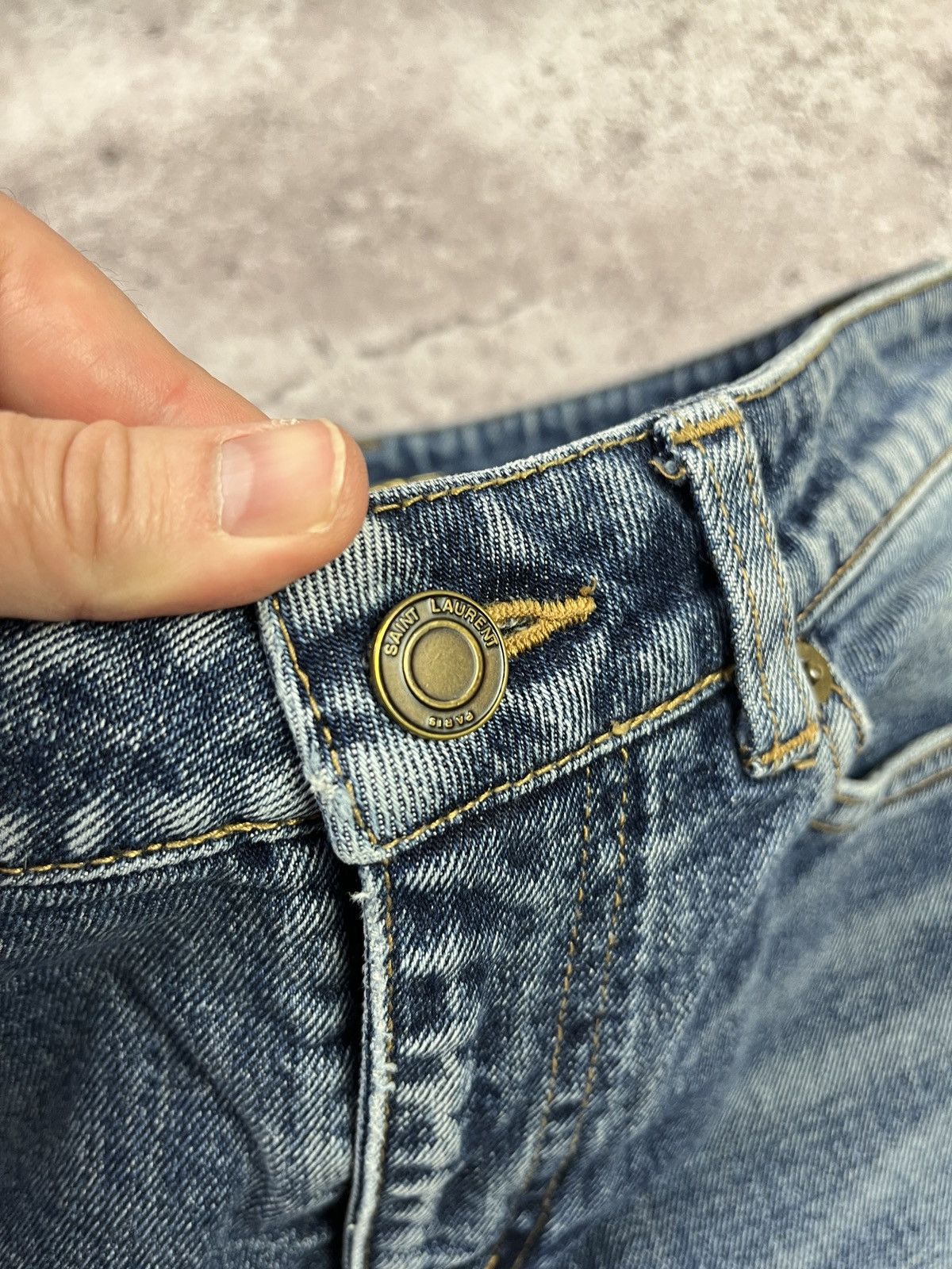 Saint Laurent Paris Saint Laurent Paris Skinny Jeans Blue Distressed Denim Made Size 27" / US 4 / IT 40 - 7 Thumbnail