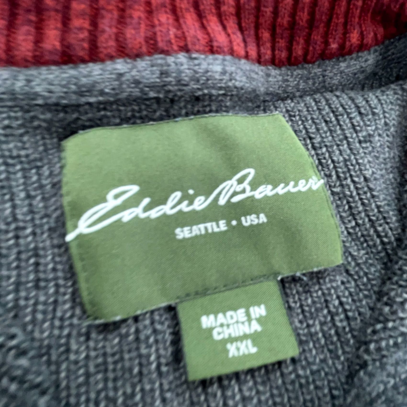 Eddie Bauer Eddie Bauer Sweater Mens XXL 2XL Gray Red Heavy Knit Pullover Quarter Zip Casual Adult Size US XXL / EU 58 / 5 - 5 Thumbnail
