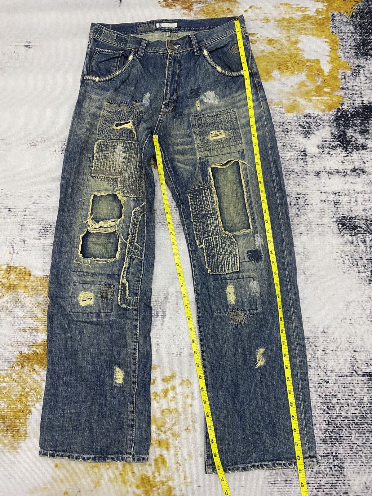 Global Work Vintage Global Work Kurtcobian Inspired Boro Patchwork Jeans Size US 35 - 9 Thumbnail