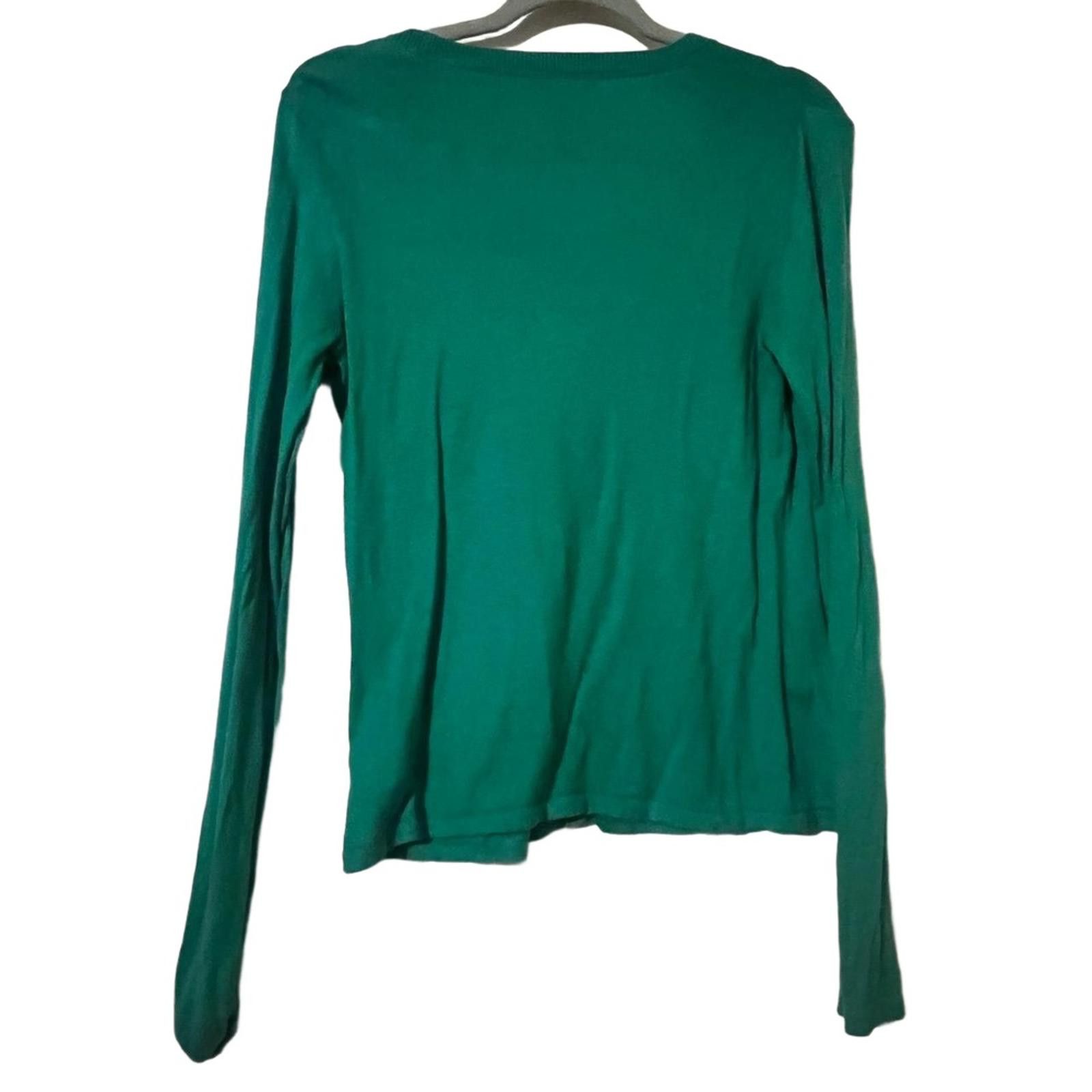 Other KRISTIN DAVIS Green L Cashmere Blend Scoop Neck Cardigan Size L / US 10 / IT 46 - 5 Thumbnail