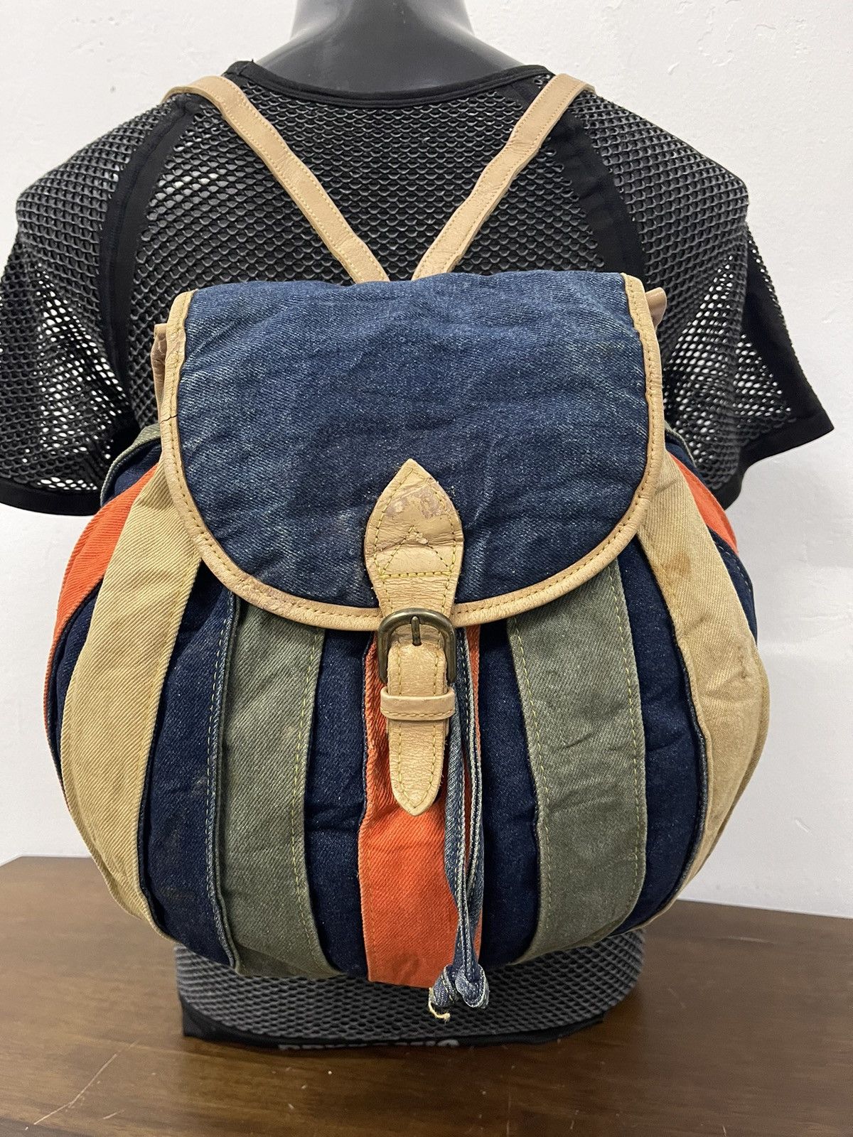 Japanese Brand × Vintage Japan denim Pumpkin Rucksack Bag Size ONE SIZE - 3 Thumbnail