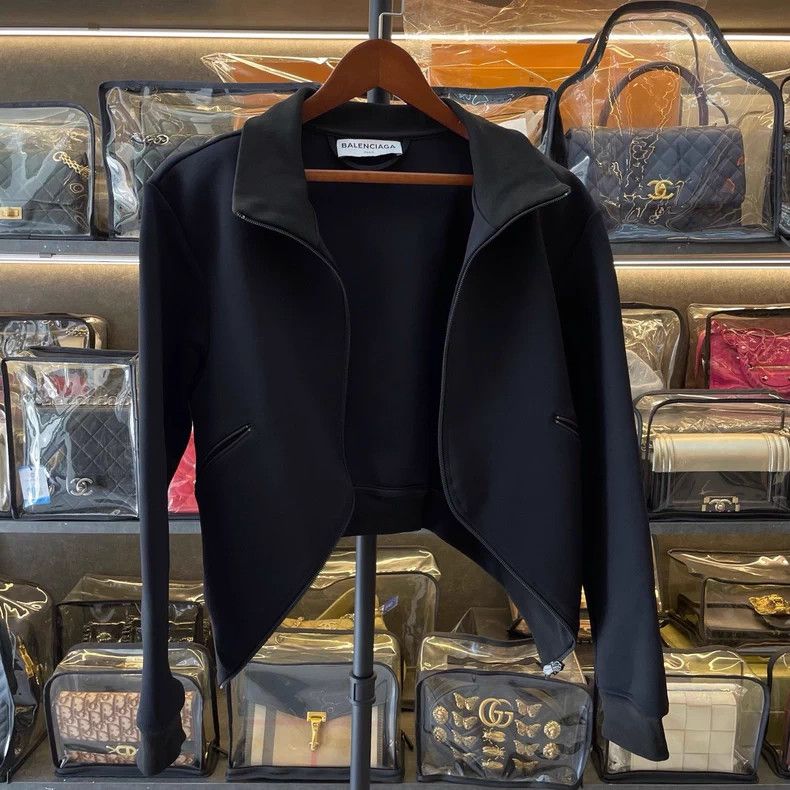 Balenciaga Balenciaga Black Viscose Fiber Stand Collar Long Sleeve Sp Size US M / EU 48-50 / 2 - 1 Thumbnail