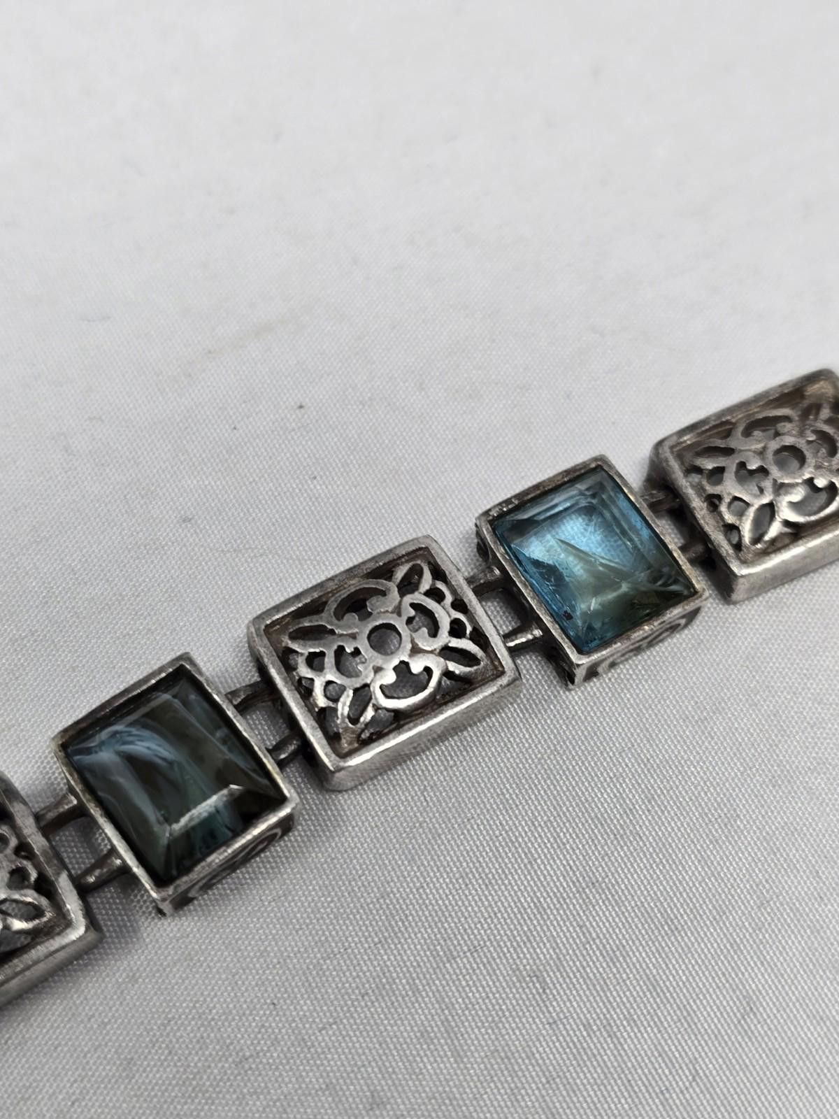 Other ​Vtg Anne Klein Blue Swirl Glass Filigree Link Bracelet 7" Size ONE SIZE - 8 Thumbnail