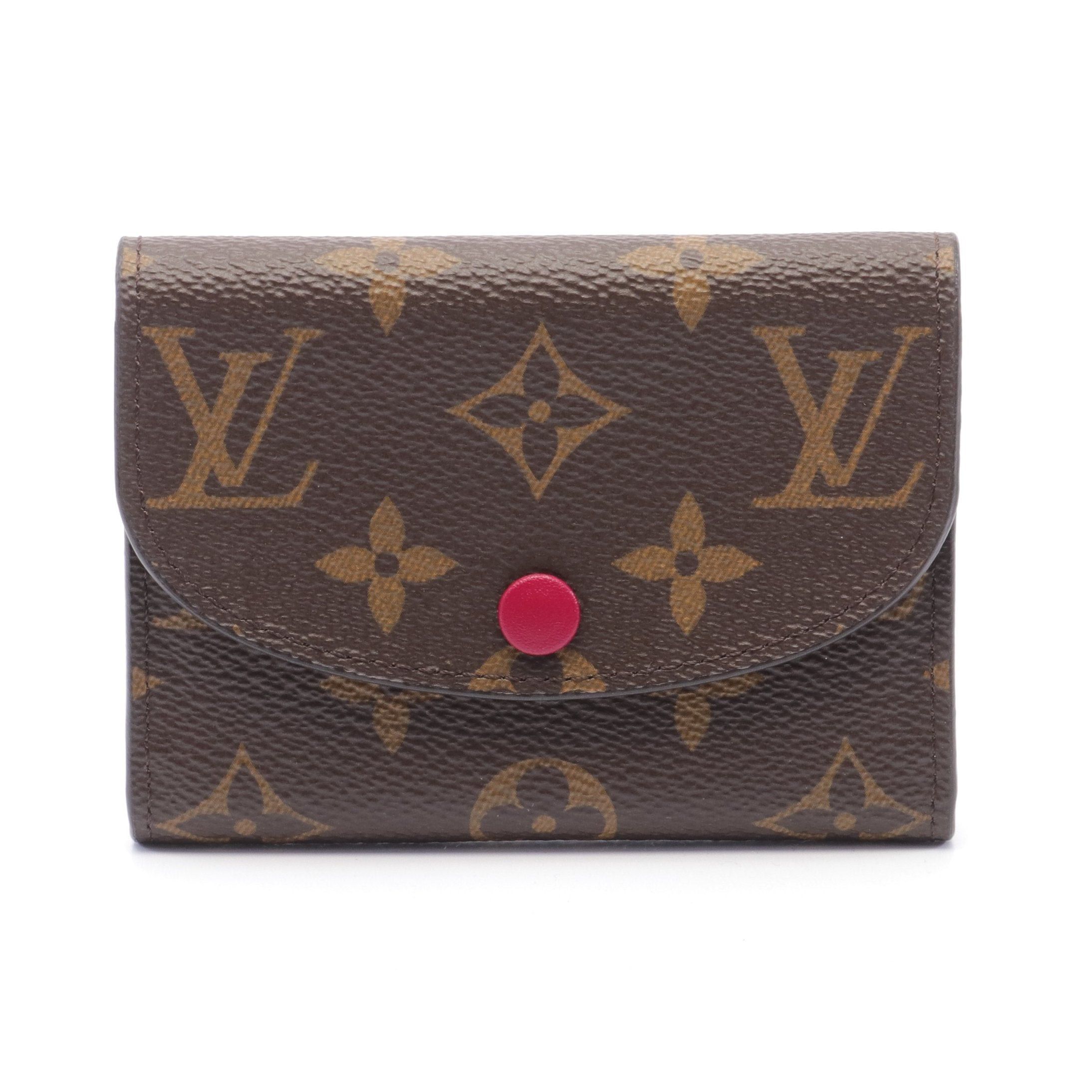 image of Louis Vuitton Portomone Rosary Monogram Fuchsia Coin Purse Pvc Leather Brown, Women's
