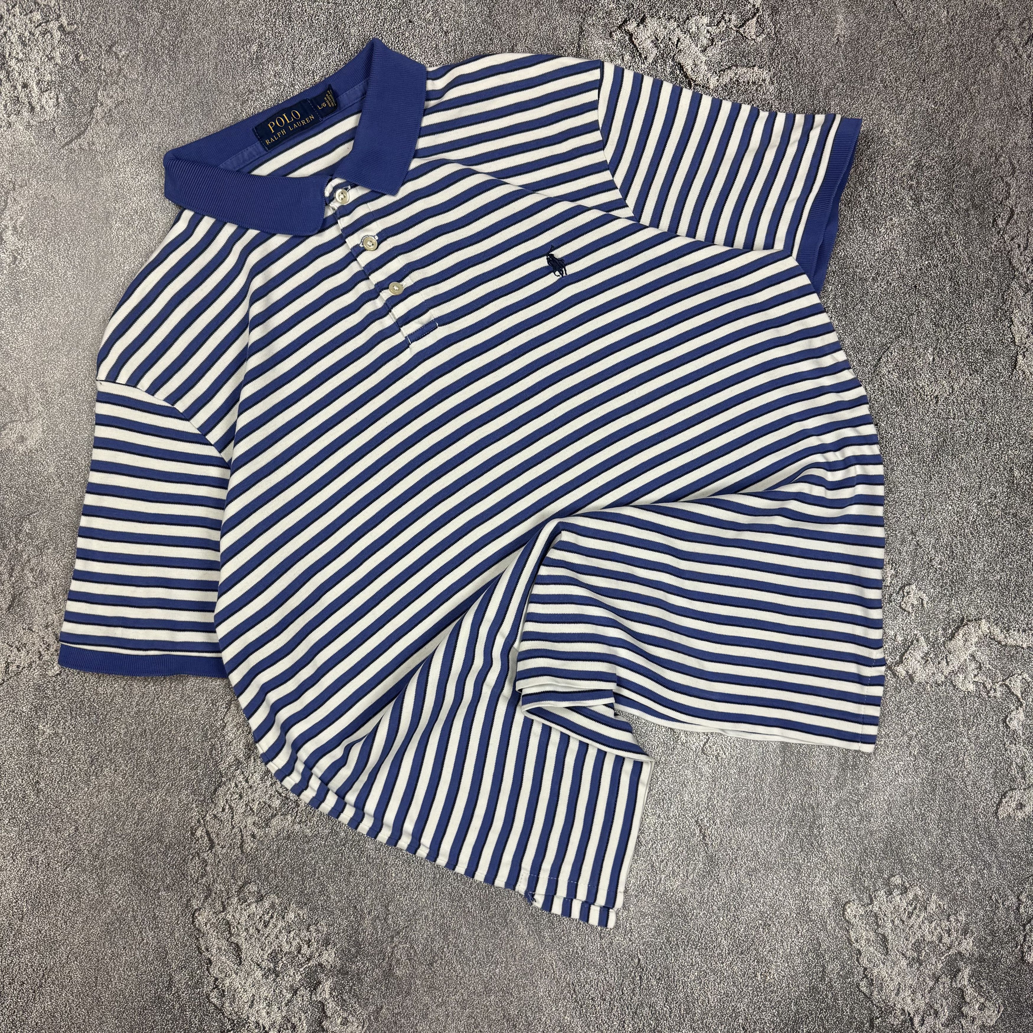 Polo Ralph Lauren Polo Ralph Lauren Blue Striped Polo Size US L / EU 52-54 / 3 - 1 Thumbnail