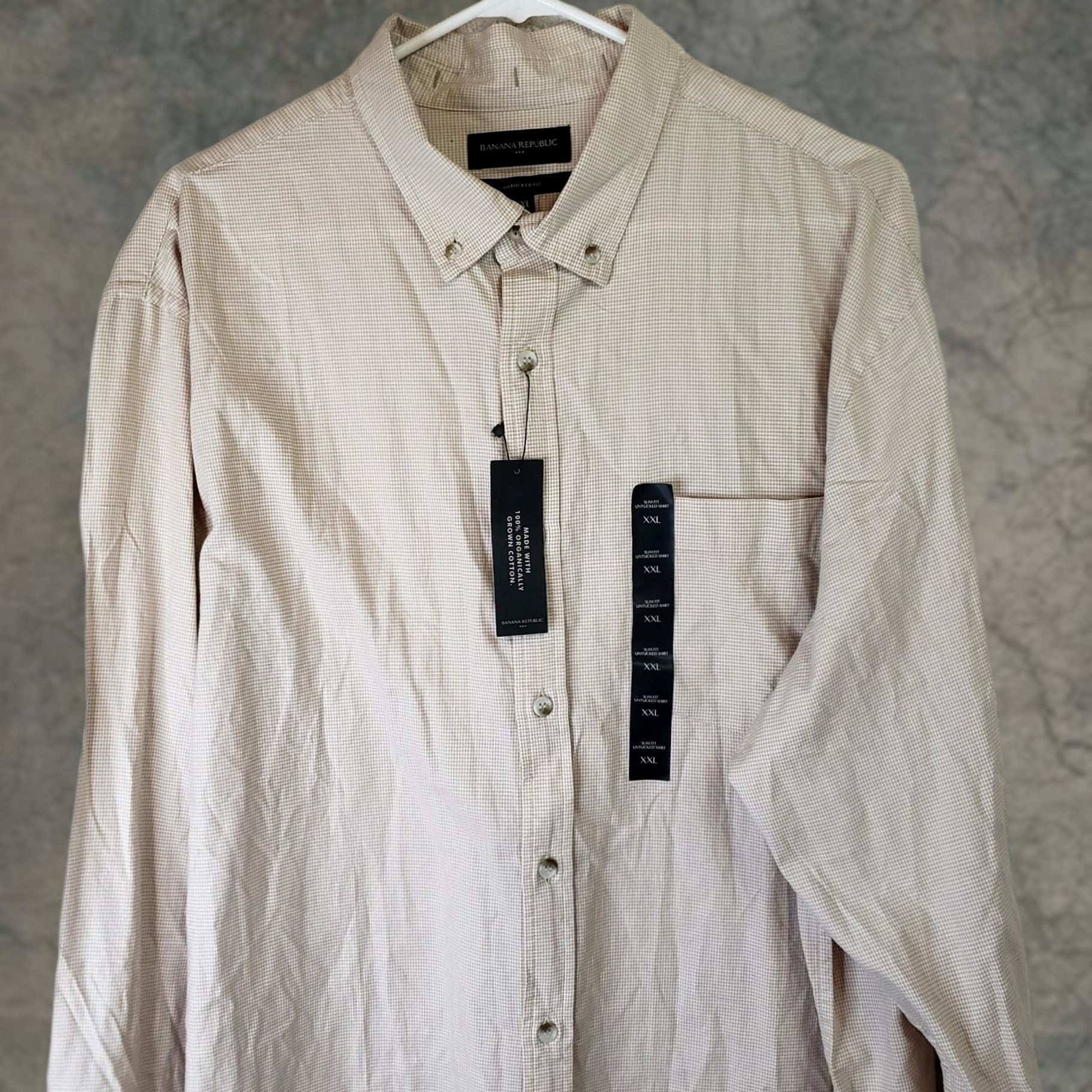 Banana Republic Banana Republic Shirt Men's XXL Beige Check Slim Fit Long Sleeve Button-Up Size US XXL / EU 58 / 5 - 1 Thumbnail